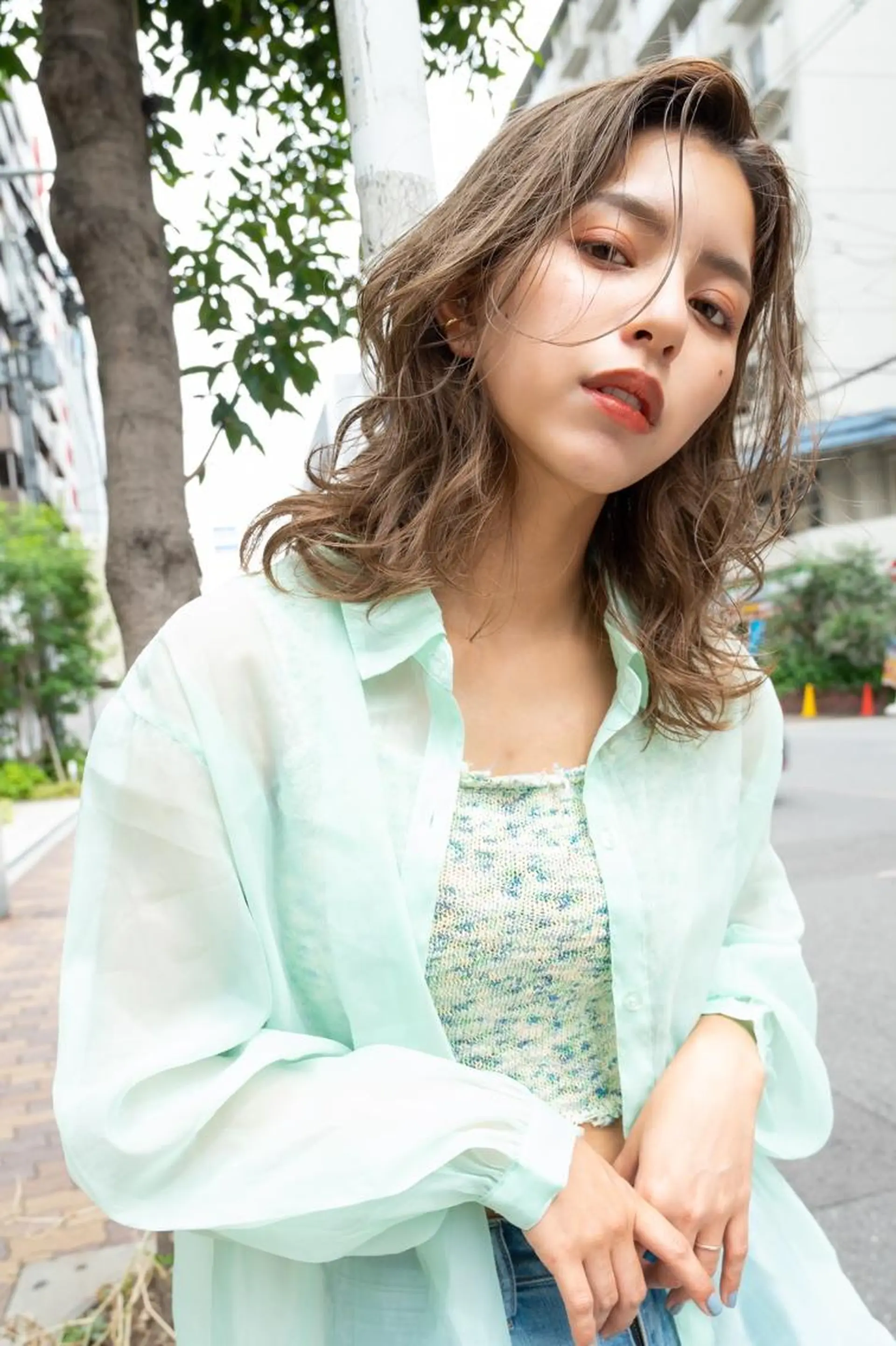 ミディアム カラー ベージュカラー レイヤーカット カット ヘアカラー ANGELICA 近鉄奈良店のヘアスタイル