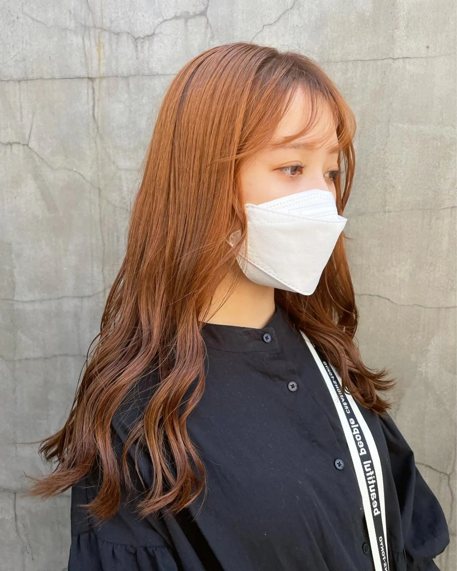 ロング カラー ヘアアレンジ ベージュカラー ブリーチ ブリーチなしカラー オレンジ オレンジベージュ 髪質改善カラー&TR 縮毛矯正/弱酸性矯正のヘアスタイル
