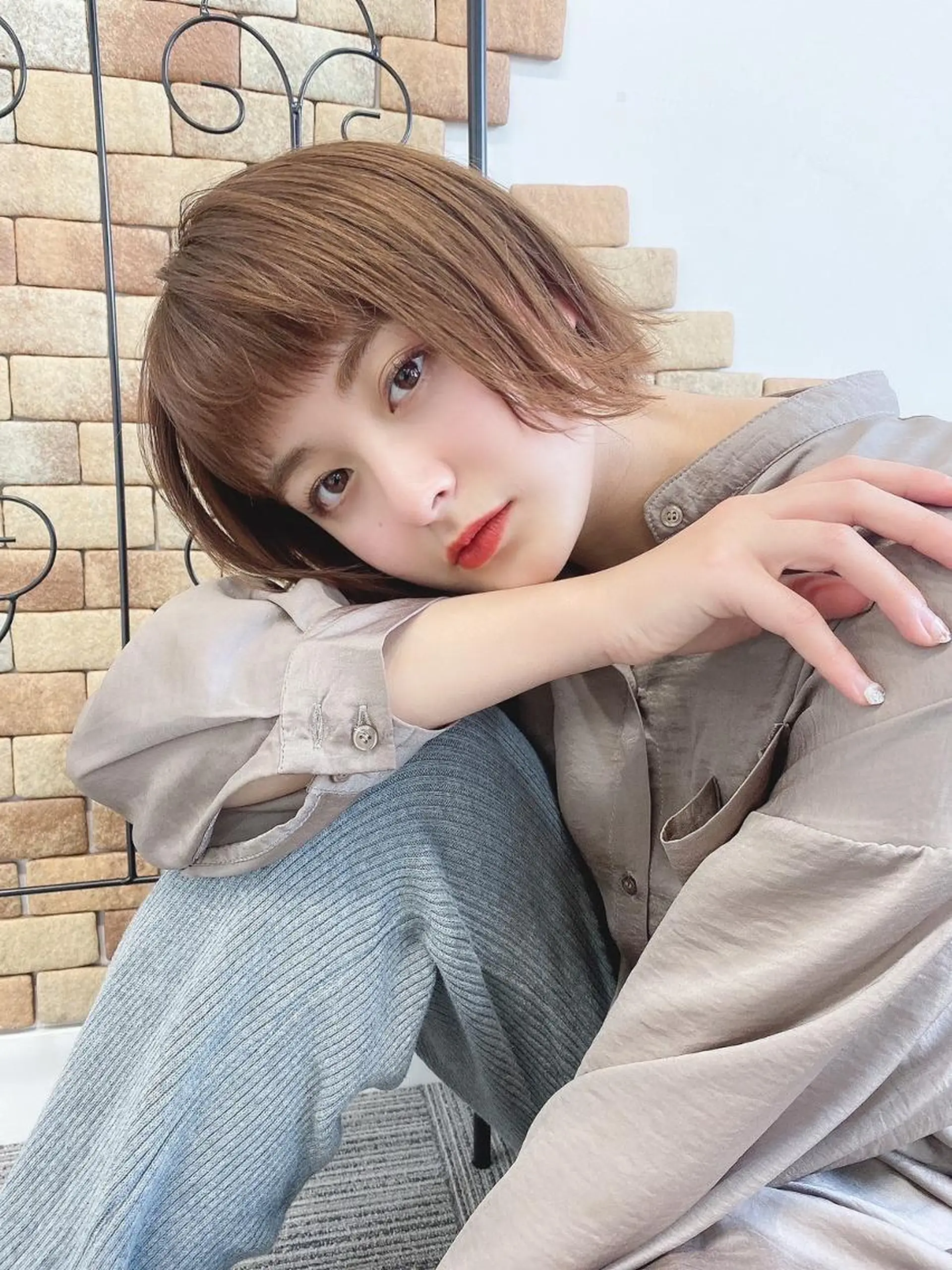 ミディアム カラー オーガニックカラー 顔周りカット 小顔カット トリートメント ⭐️Shelter by TOKYO⭐️のヘアスタイル