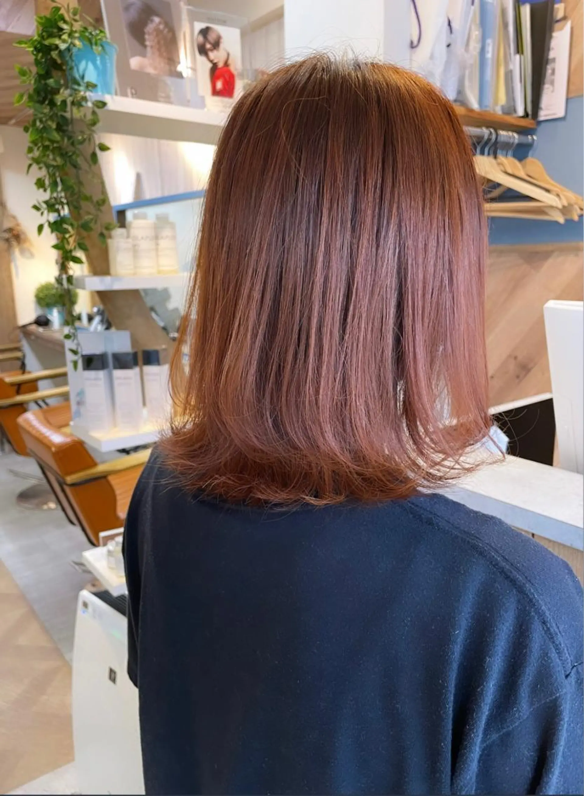 ミディアム カラー ブリーチ ブリーチなしカラー オレンジ カワシマ セイカのヘアスタイル