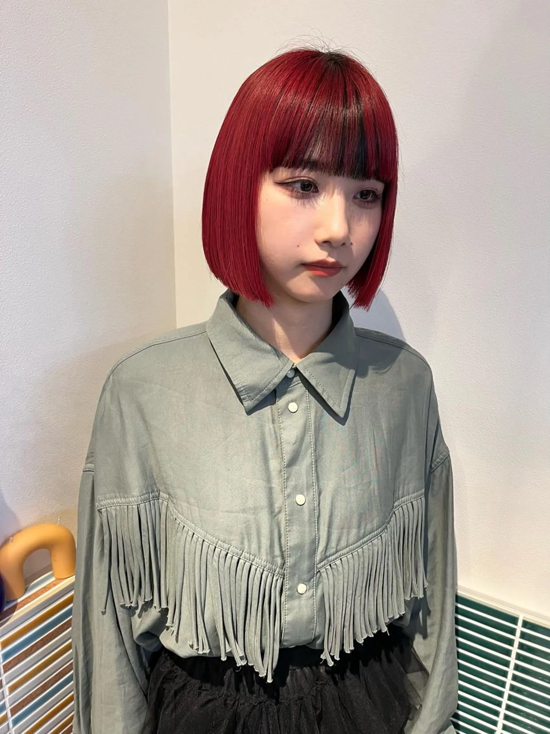 ミディアム カラー ブリーチ レッドカラー カット ヘアカラー トリートメント 🩷ハイトーン透明感 レイヤー🩷ユリカのヘアスタイル