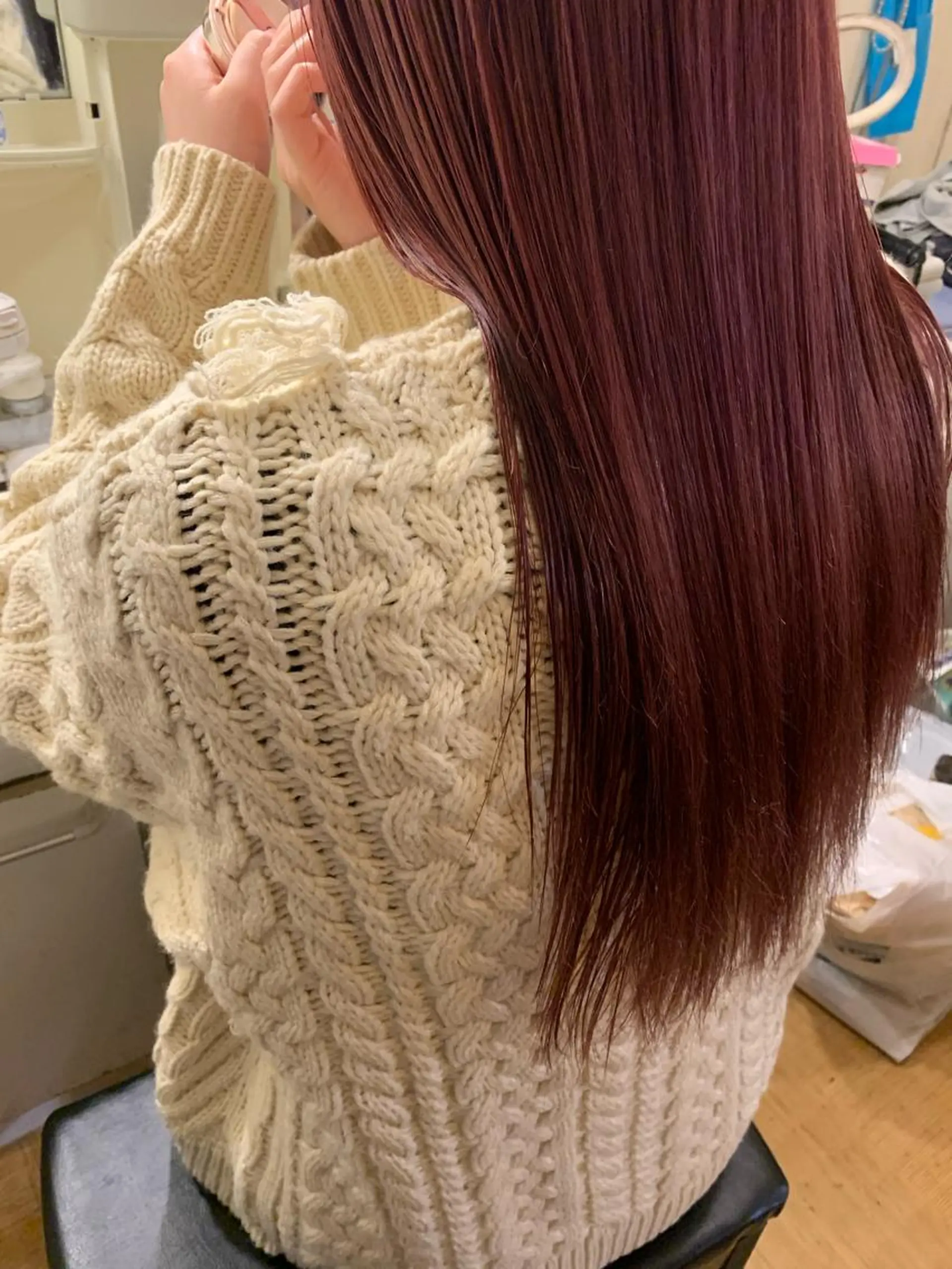 ロング カラー パーマ ヘアアレンジ カシス ピンクカラー ヘアカラー 🟤TAP🟤 木曳野　金沢店のヘアスタイル