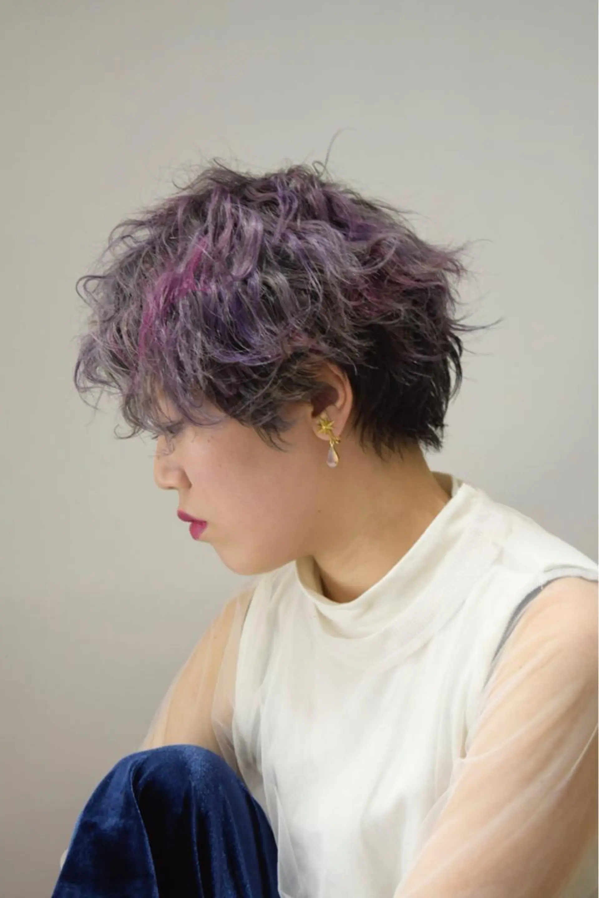 ショート カラー ヘアアレンジ アッシュ ブリーチ デザインカラー ハイライトカラー ピンクカラー ワタナベ テルマサのヘアスタイル