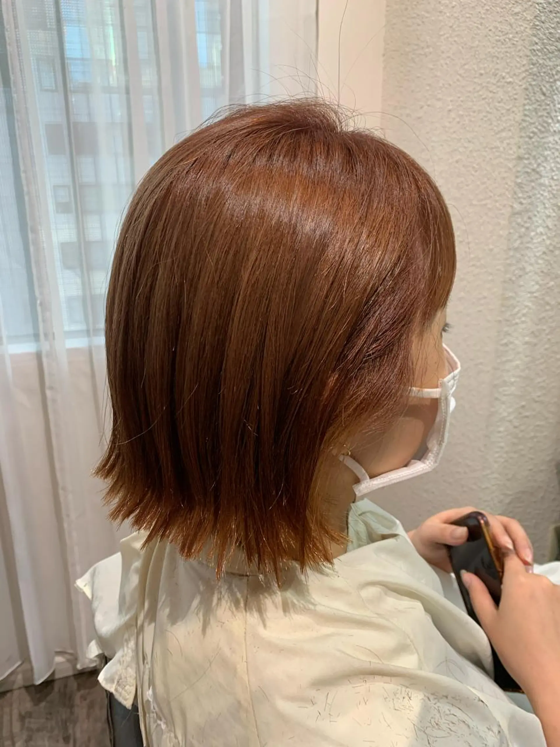 ショート カラー 切りっぱなしボブ ベージュカラー ブリーチ ピンクカラー ピンクベージュ GO TODAY  SHAIR SALON 梅田NU茶屋町店所属・田中成美/レイヤー カット/透明感カラーのヘアスタイル