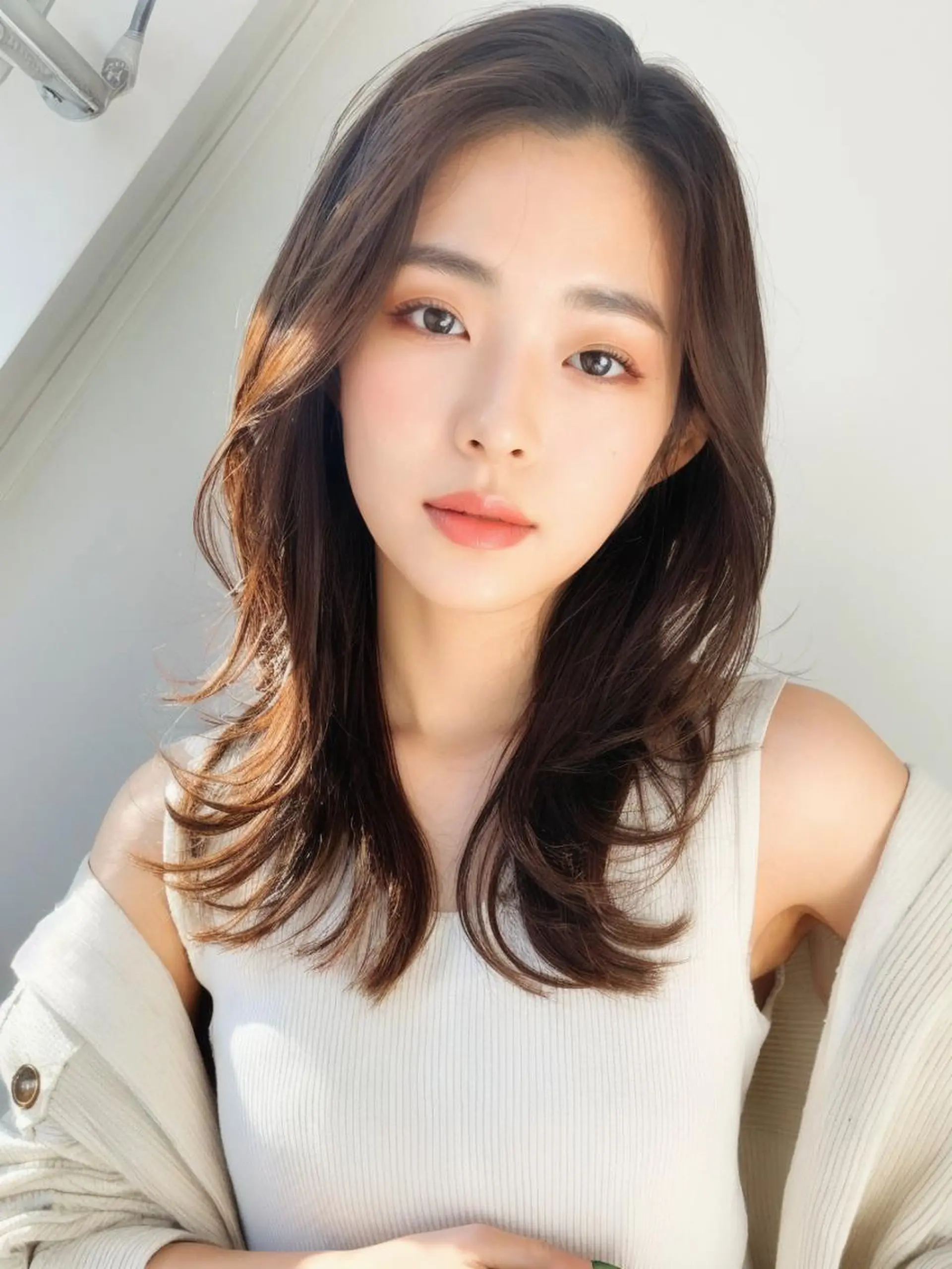 ロング カラー 韓国風ヘア レイヤーカット ヘアカラー トリートメント 透明感艶カラー🩶 韓国レイヤー🩶結華のヘアスタイル