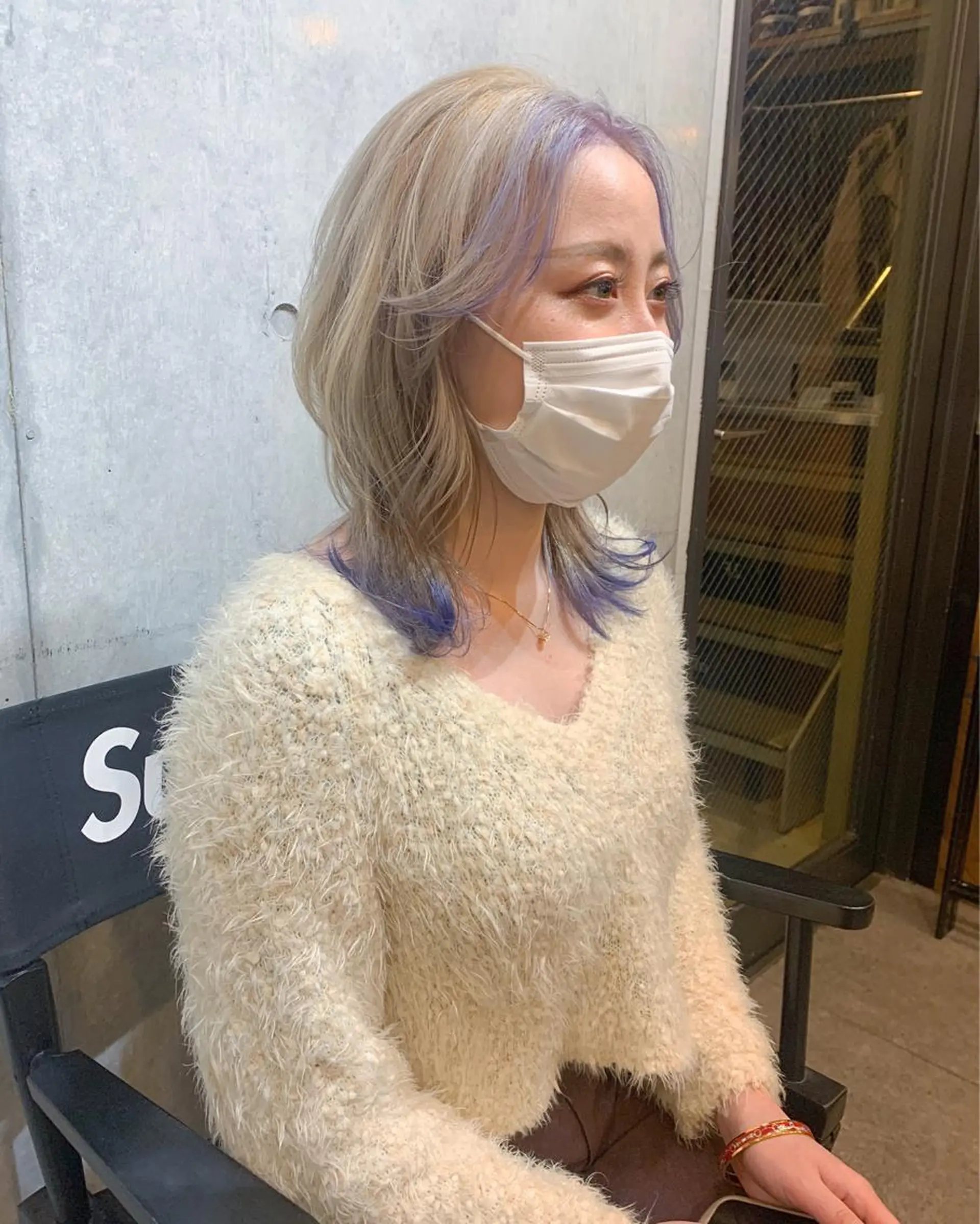 ミディアム カラー ミストバング ブリーチ  フェイスフレーミング ラベンダーカラー カット ヘアカラー トリートメント 髪質改善/レイヤー カット🍌ユウシのヘアスタイル