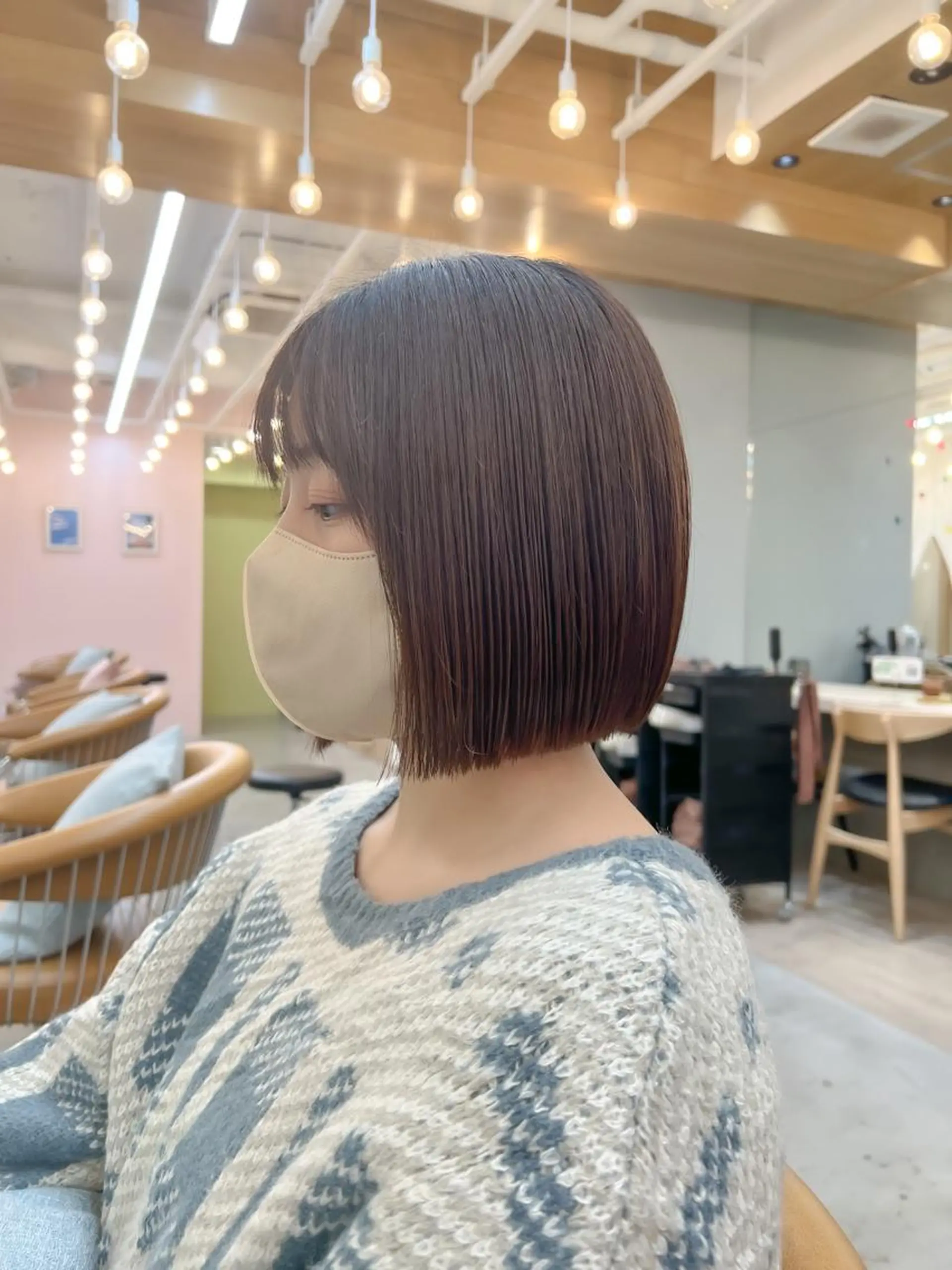 ミディアム カット ヘアカラー トリートメント ❤️‍🔥ボブ/縮毛 矯正・髪質改善もえるのヘアスタイル