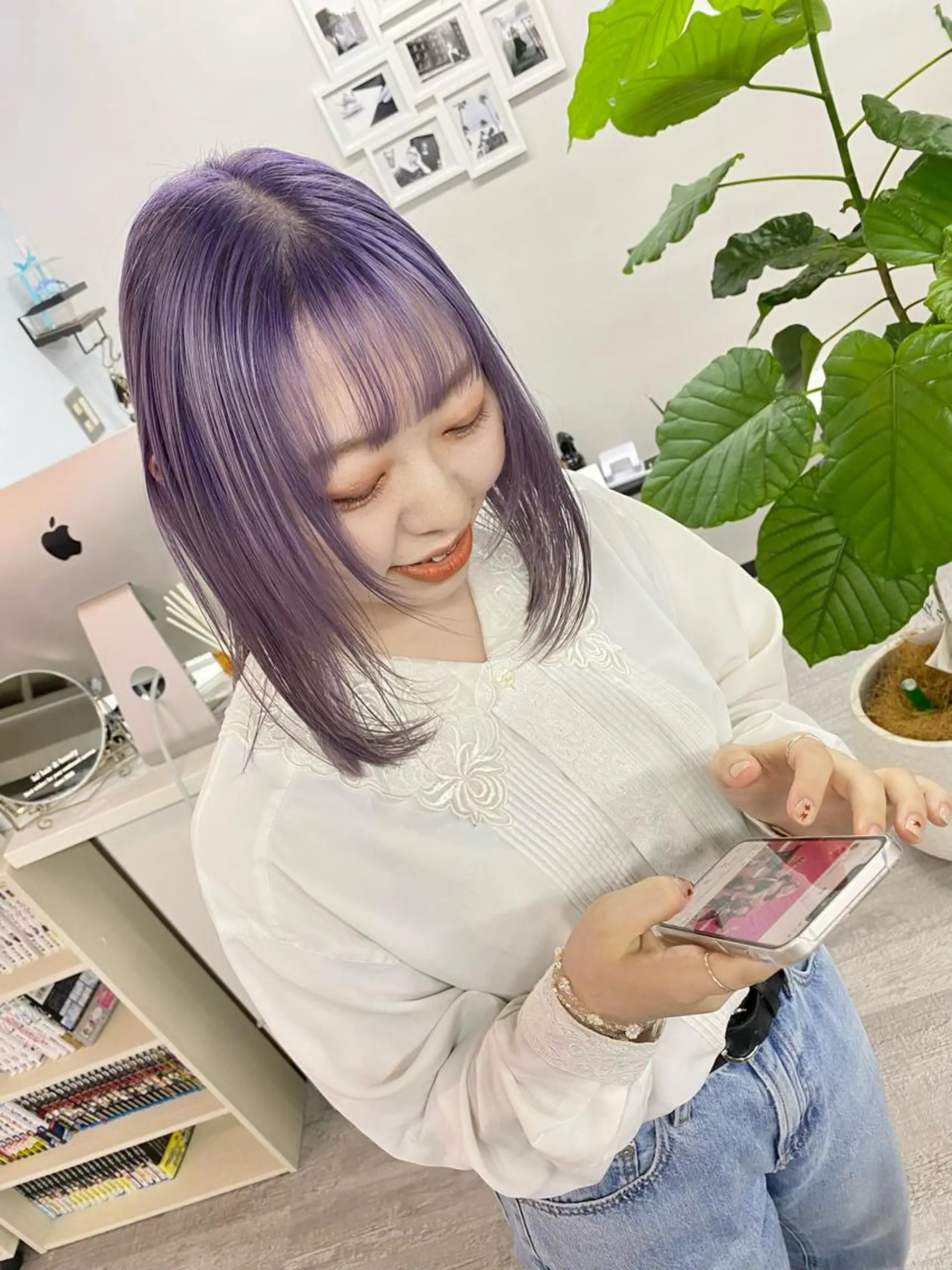 ミディアム カラー ヘアカラー トリートメント 名畑 裕貴のヘアスタイル