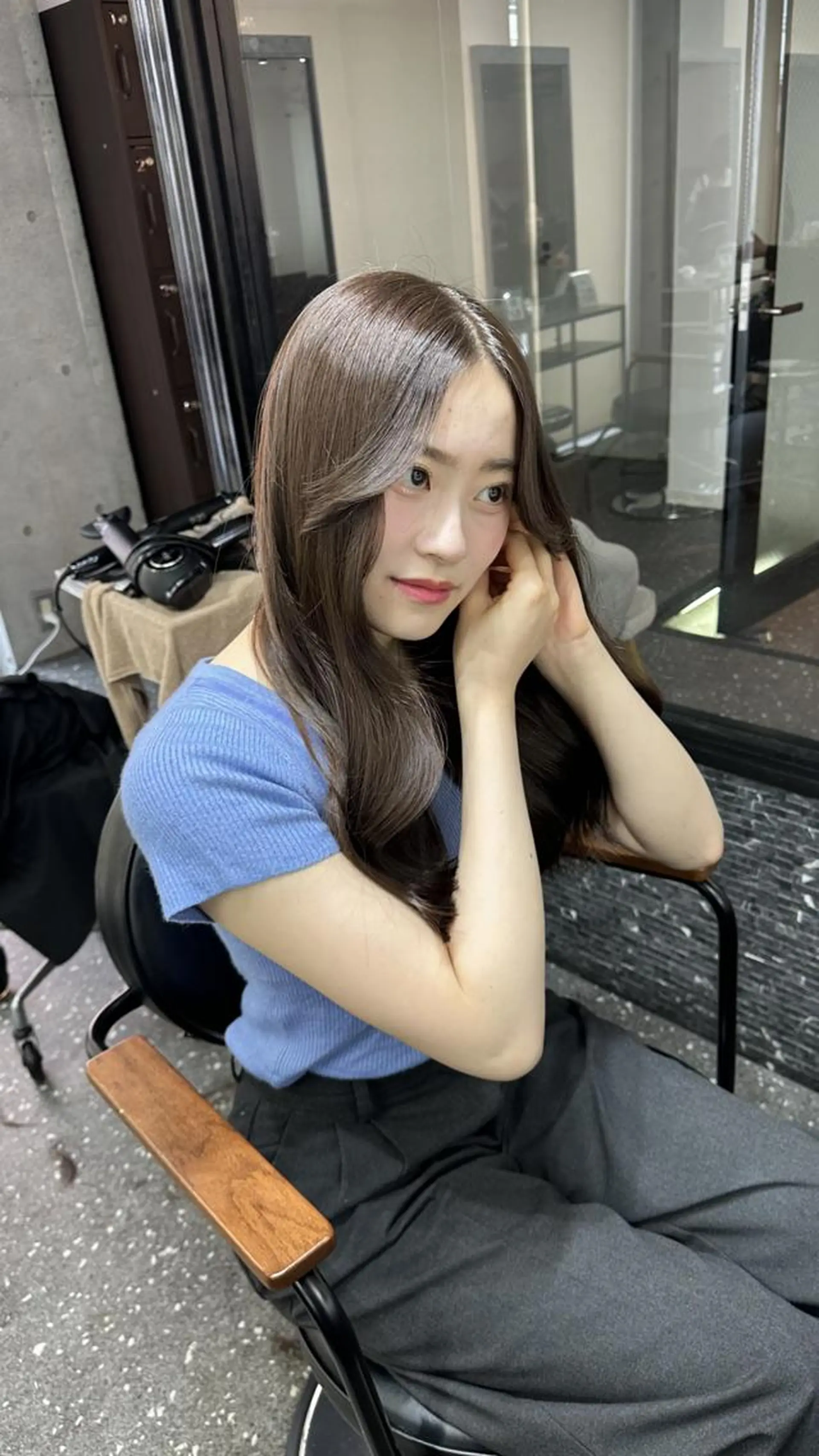 ロング カット ヘアカラー トリートメント 韓国風レイヤー🗝要 暗透カラー📓吉祥寺のヘアスタイル
