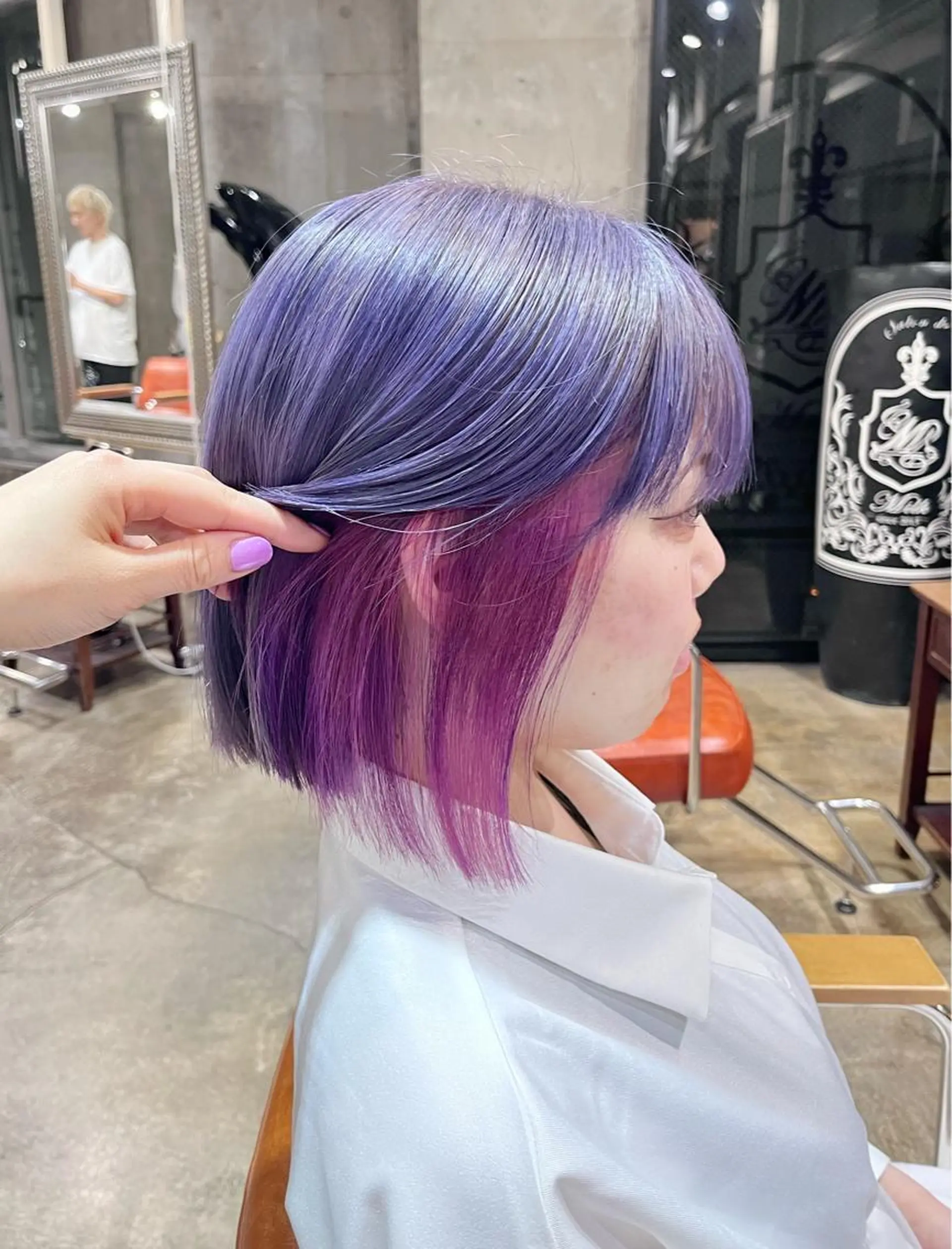 ミディアム カラー ヘアアレンジ ブリーチ ヘアカラー ピンクカラー🩷 ヘアセットＮＯ.1のヘアスタイル