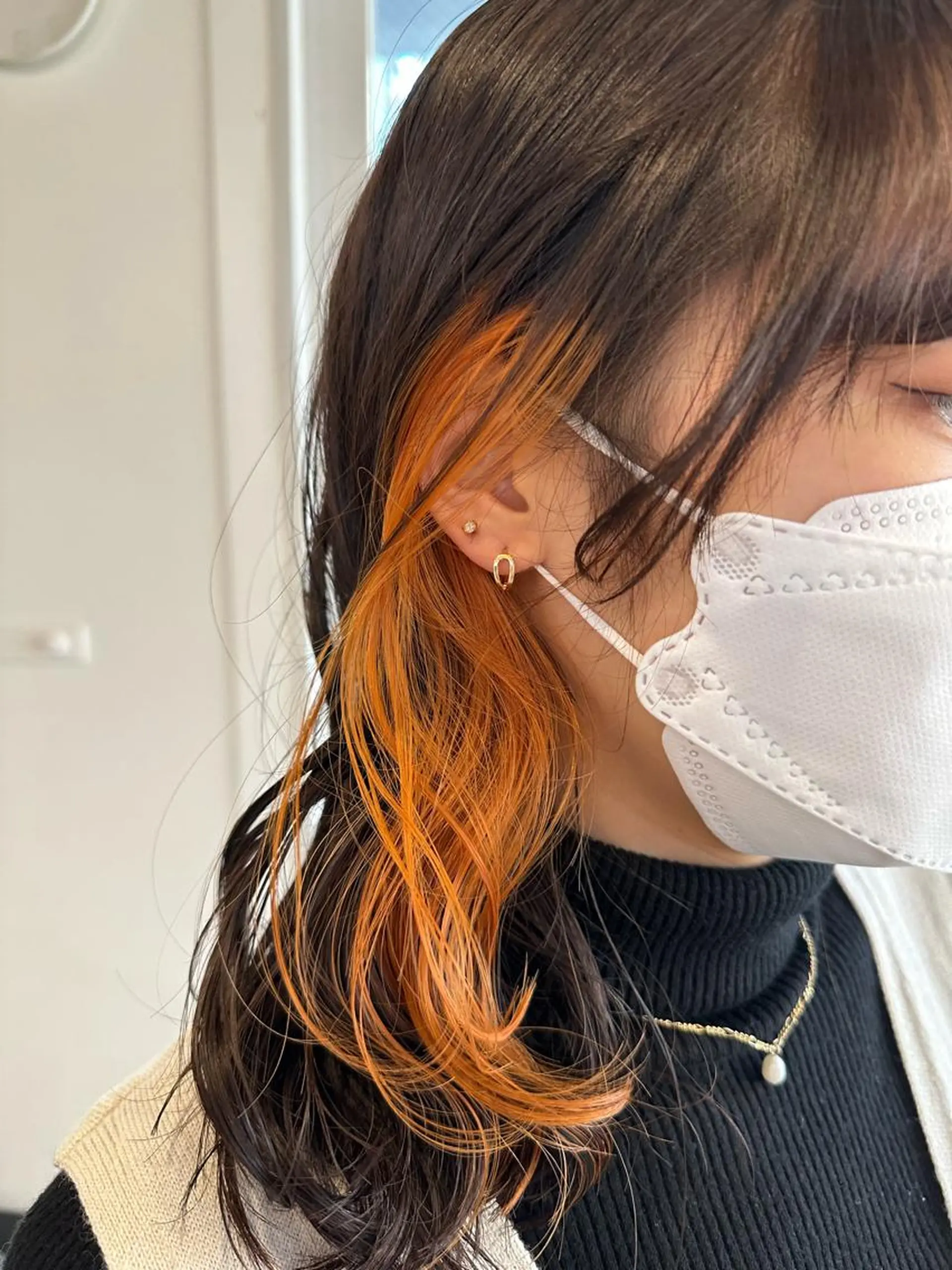 ミディアム カラー ブラウンカラー イヤリングカラー ナチュラルブラウン 松本 莉央のヘアスタイル