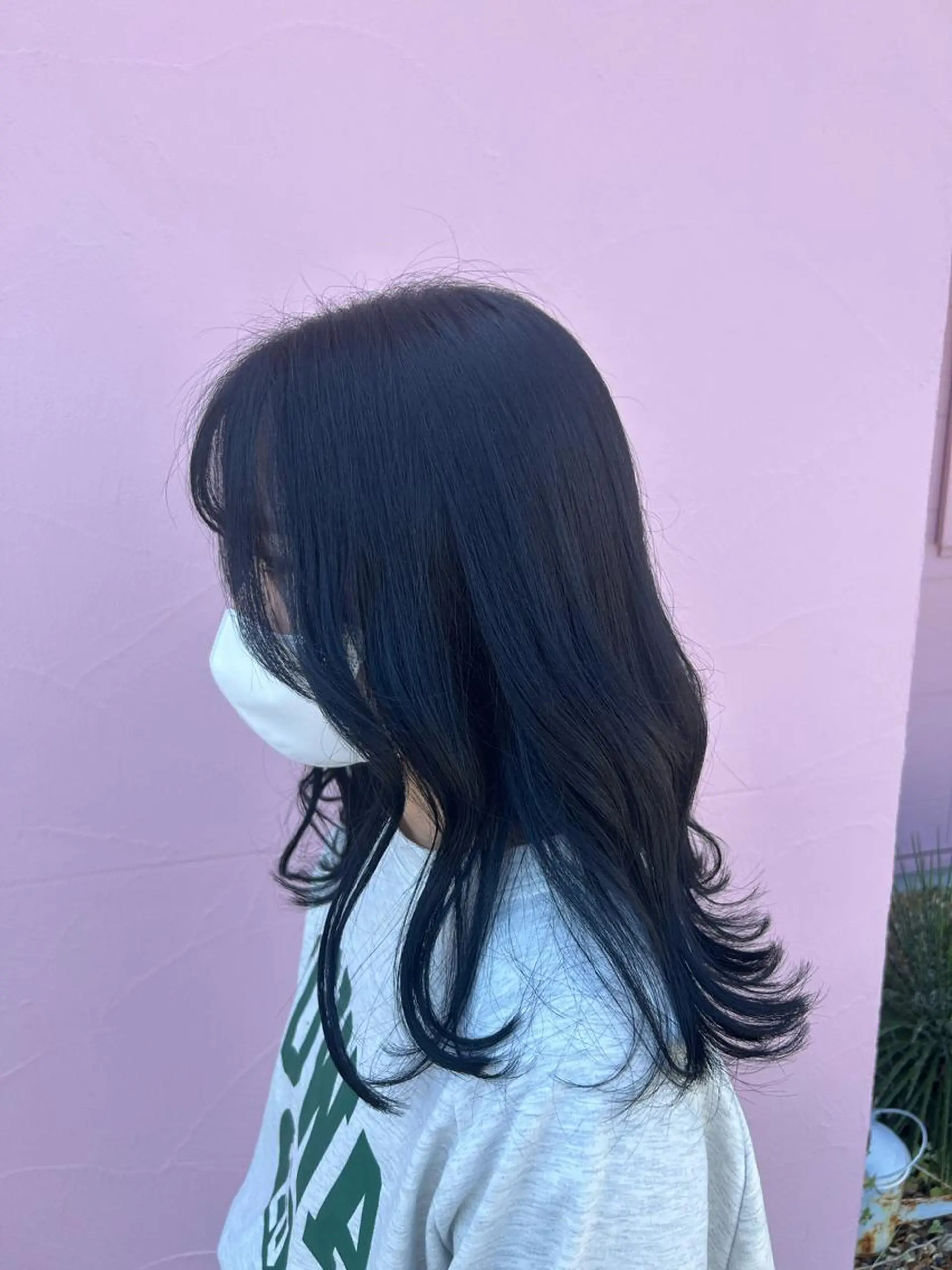 ロング カラー バレイヤージュ 黒髪 ブリーチ ブルーカラー ブルーブラック カット ヘアカラー トリートメント 💙ルル💙 ハイトーン/レイヤーのヘアスタイル