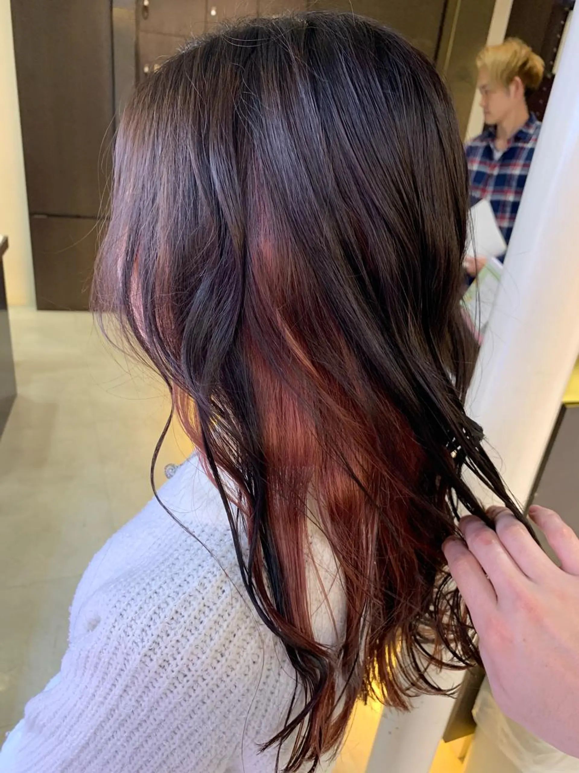 ロング カラー ブラウンカラー インナーカラー ピンクカラー ピンクブラウン ヘアカラー トリートメント ✂️大門 巧✂️ LAFF難波店のヘアスタイル