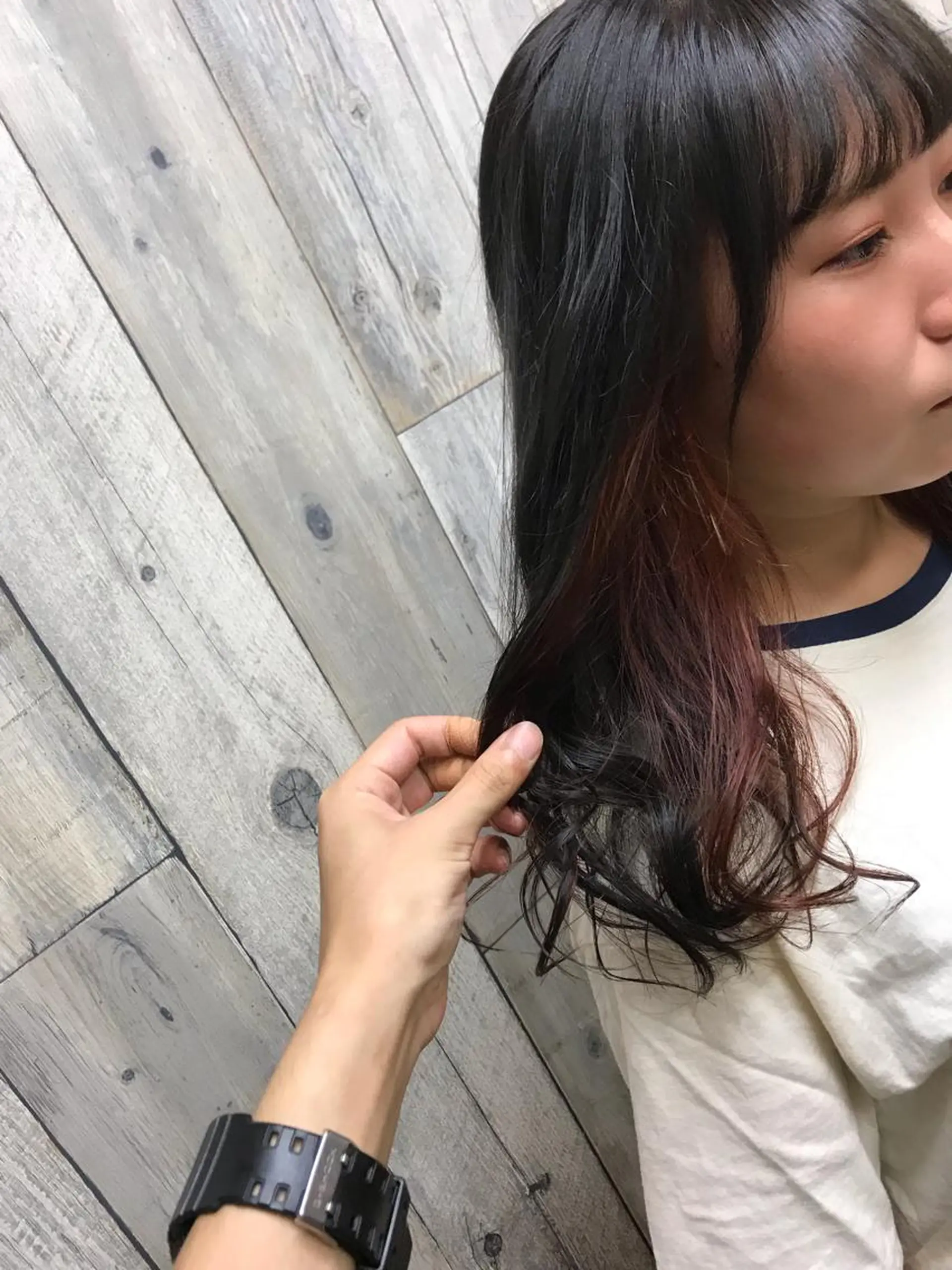 セミロング カラー パーマ ヘアアレンジ メンズ キッズ メンズインナーカラー インナーカラー Forest. -髪質改善-のヘアスタイル