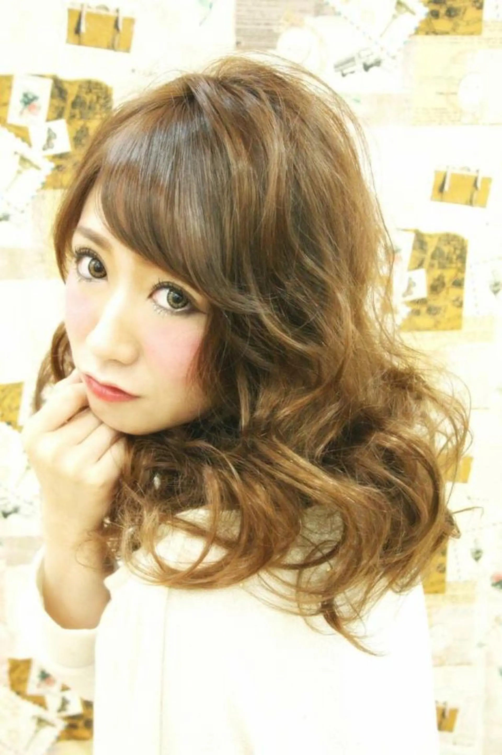 セミロング カラー パーマ セミロングパーマ 田中 奈布のヘアスタイル