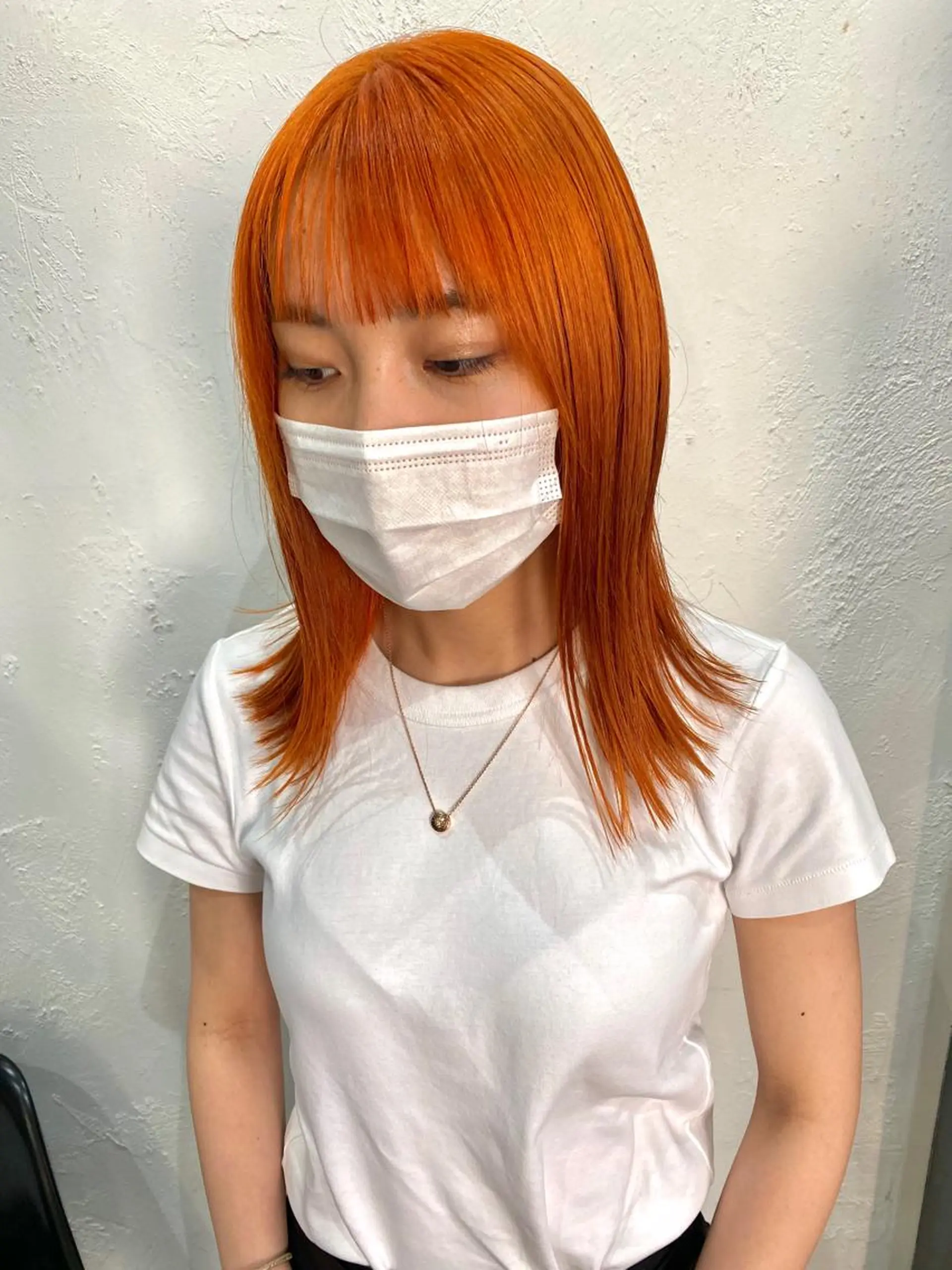 ミディアム カラー オレンジ hair  space Atoz所属・東 寛道のヘアスタイル