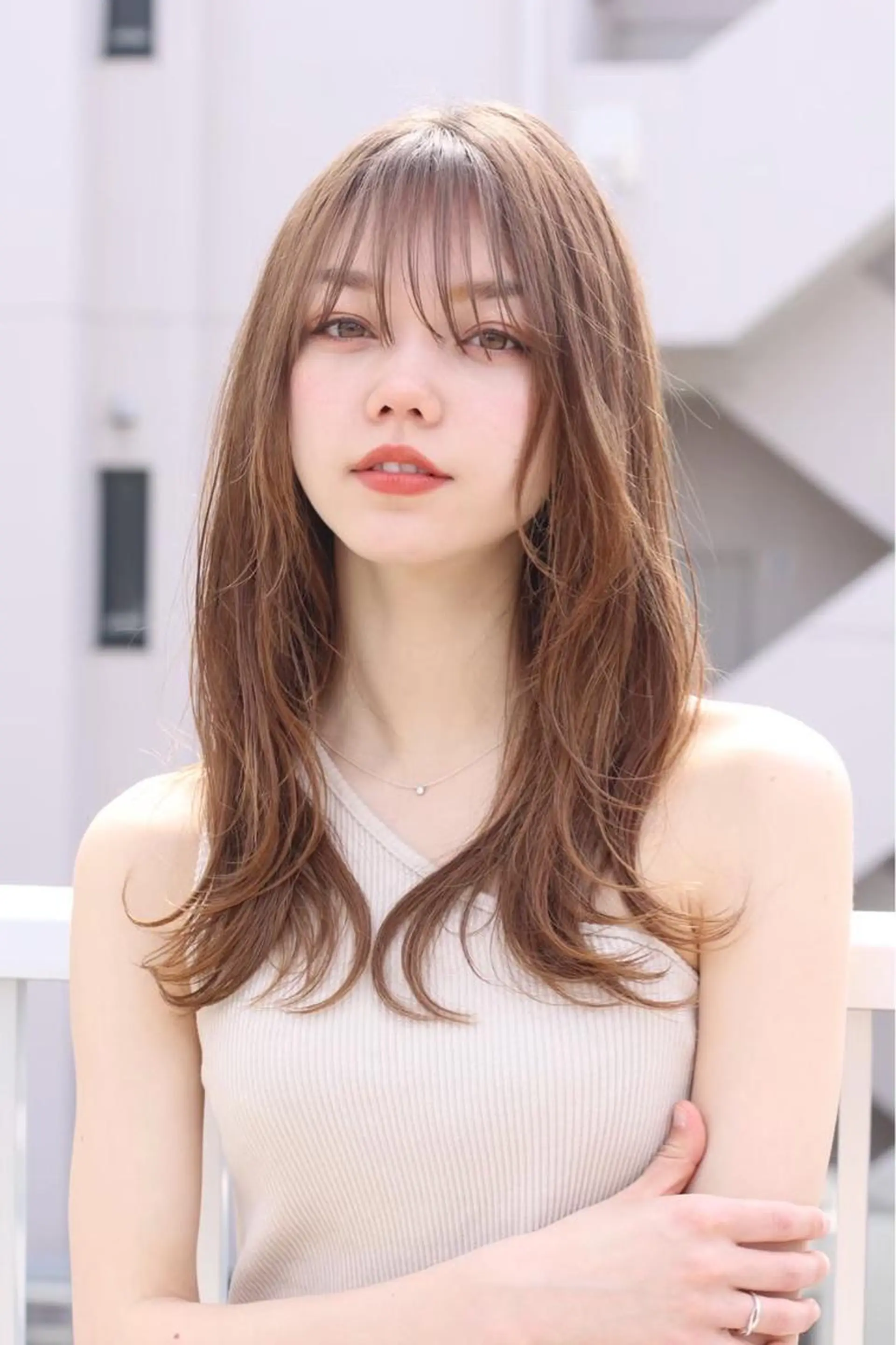 ロング カラー ヘアカラー トリートメント 韓国レイヤー/透明感 カラー/髪質改善角所のヘアスタイル