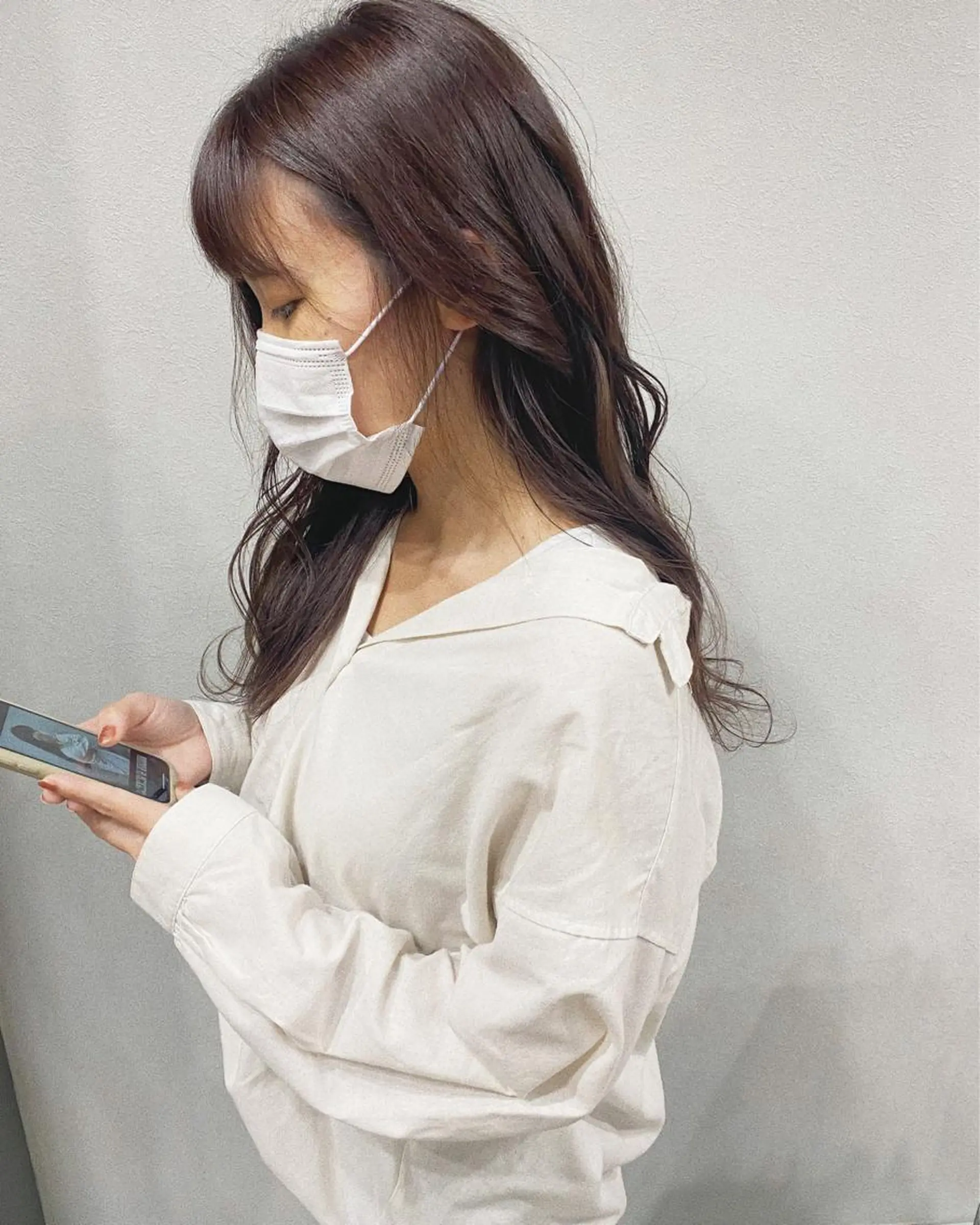 ロング カラー ヘアアレンジ グレージュ ラベンダーカラー ラベンダーグレージュ ラベンダーグレー FIORE hair design所属・山根 奈緒のマツエク・マツパデザイン