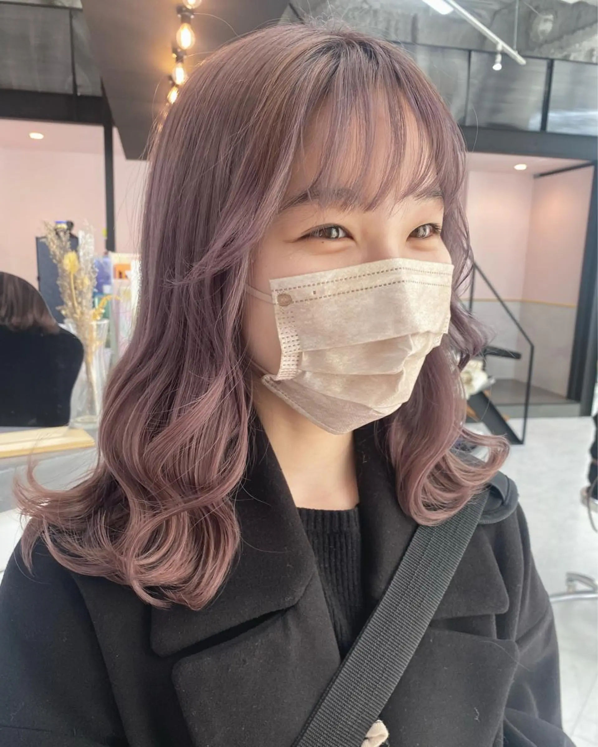 ミディアム カラー ヘアカラー 韓国風レイヤーカット 🍒サンジキ アカリのヘアスタイル