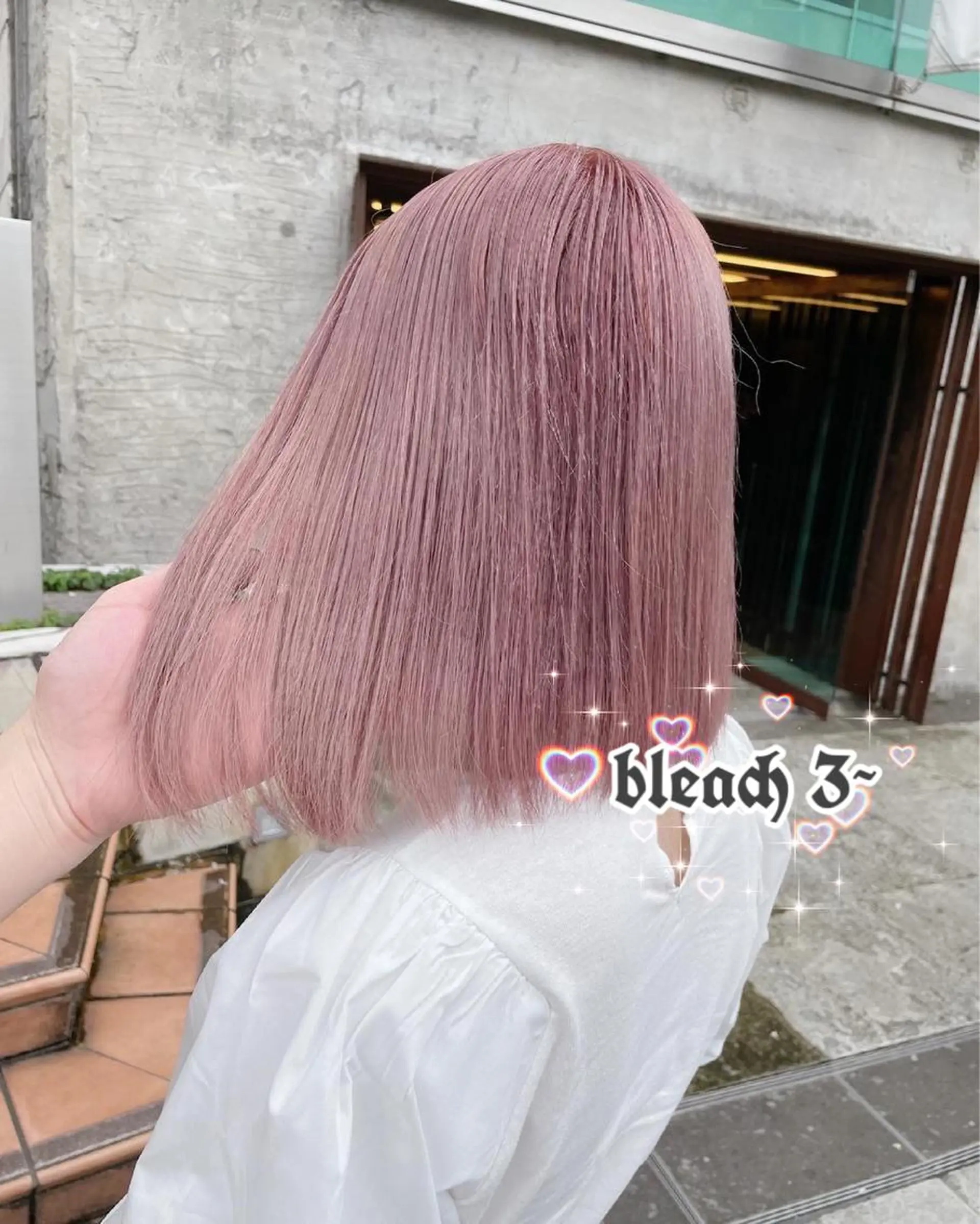 ショート アッシュ アッシュグレー アッシュグレージュ ミストバング ピンクブラウン ハイトーン×エクステ 💞くるみのヘアスタイル
