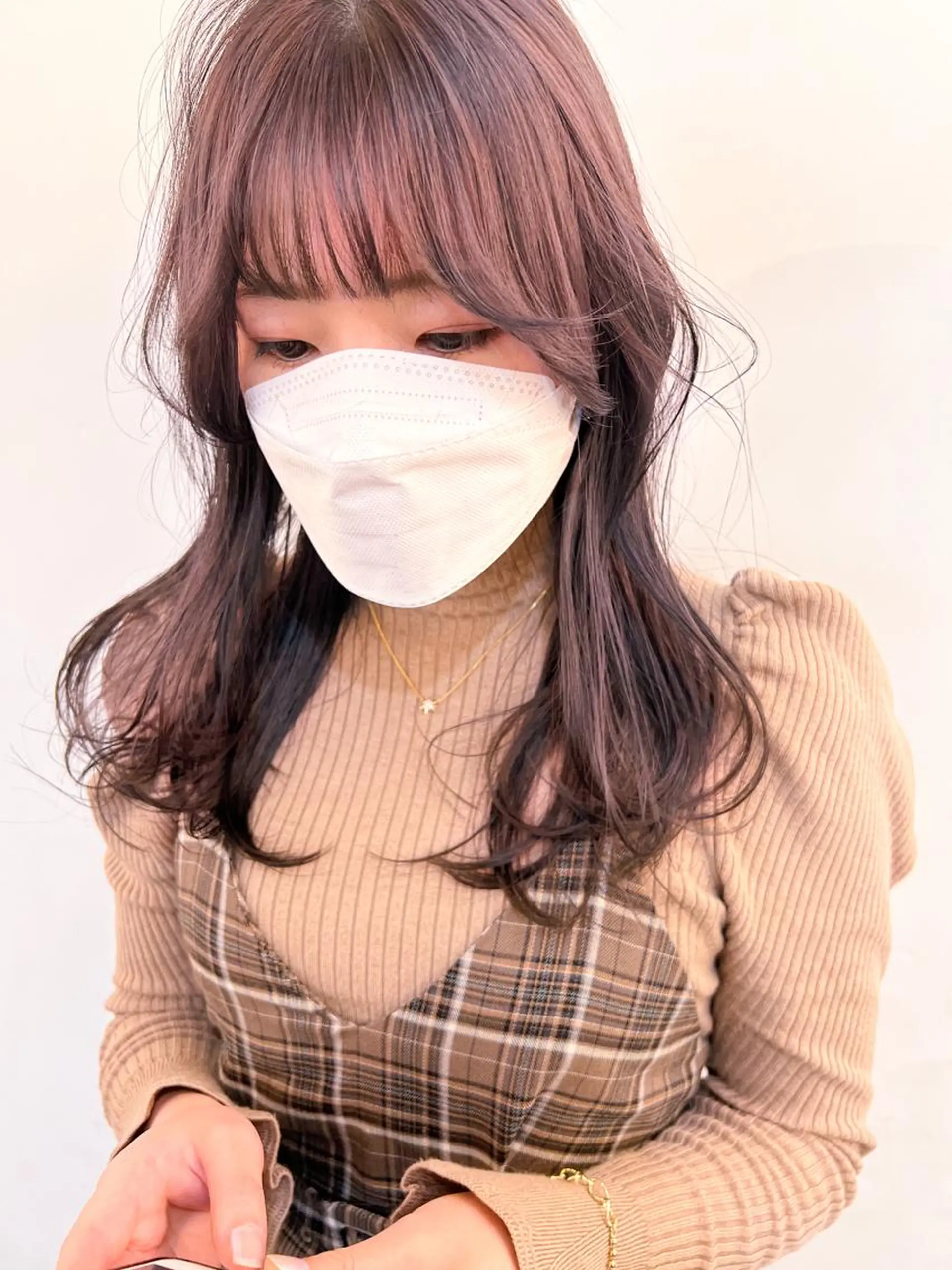 セミロング カラー ベージュカラー ラベンダーカラー ラベンダーベージュ 顔まわりレイヤー レイヤーカット ヘアカラー トリートメント デザインカラー/ 火ノ見🪡のヘアスタイル