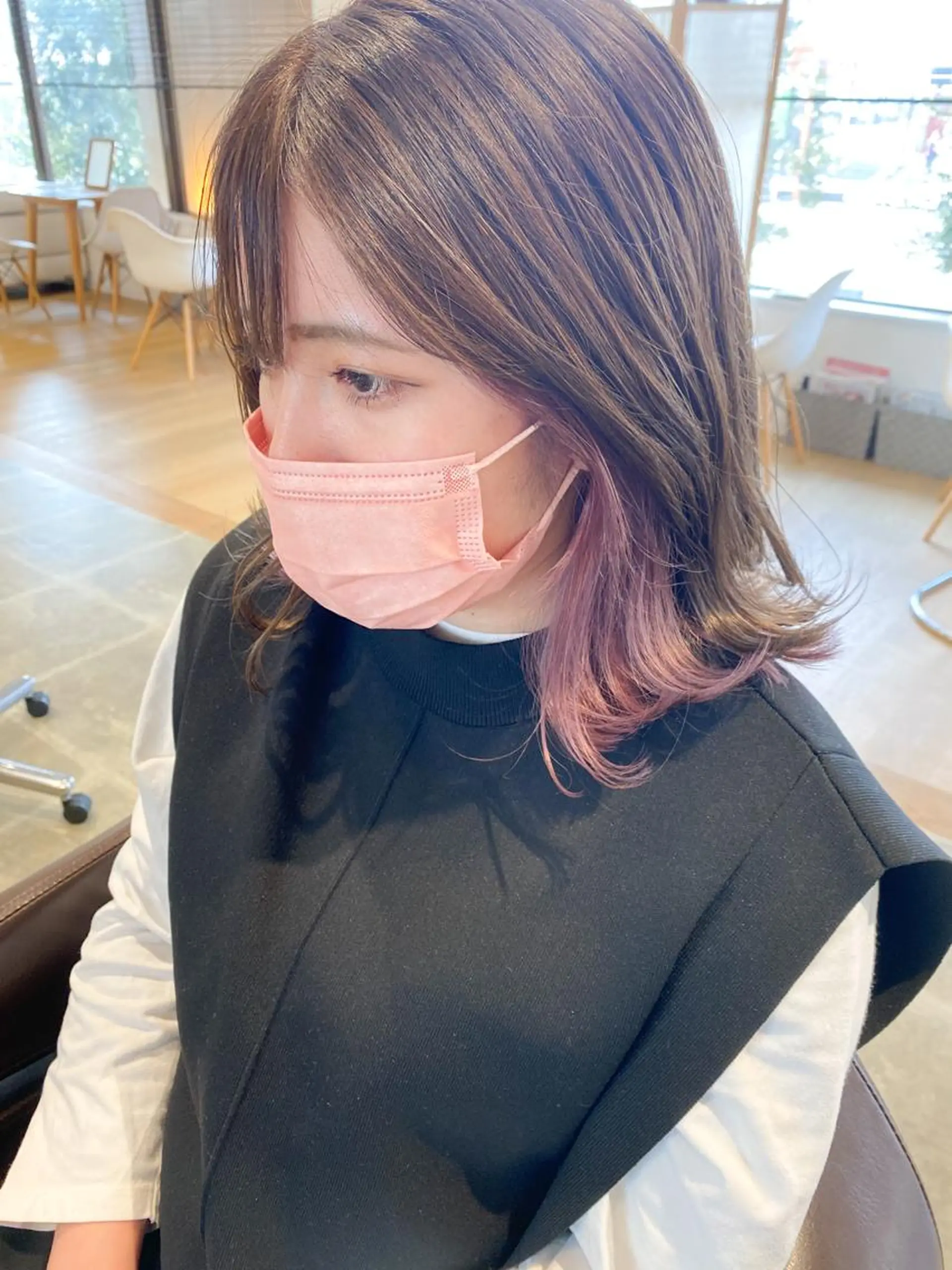 ミディアム カラー イヤリングカラー ピンクカラー ヘアカラー KATSUKI津福店所属・工藤 惇のヘアスタイル