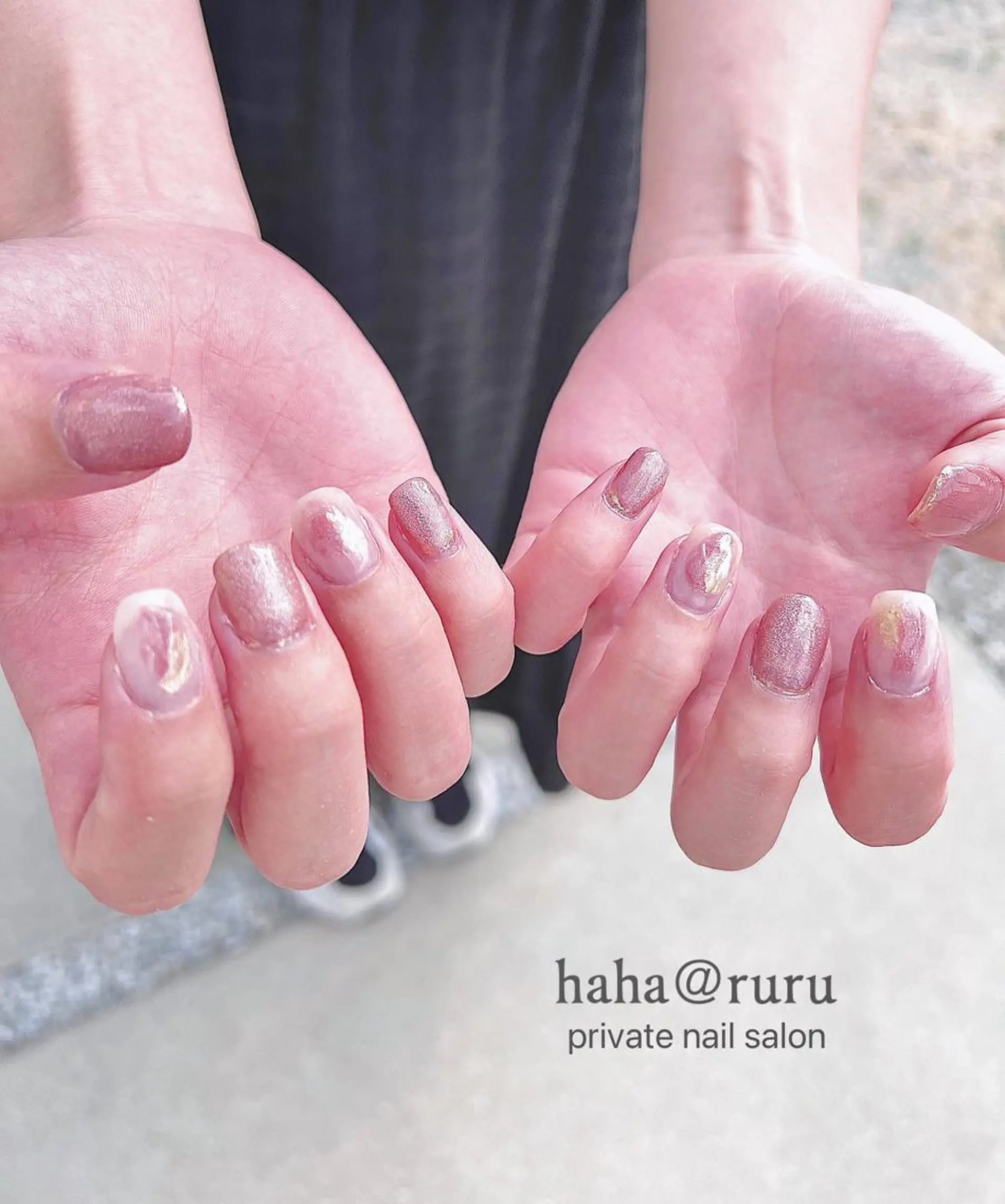 ネイル マグネットネイル ニュアンスネイル ピンク haha@ ruruのネイルデザイン