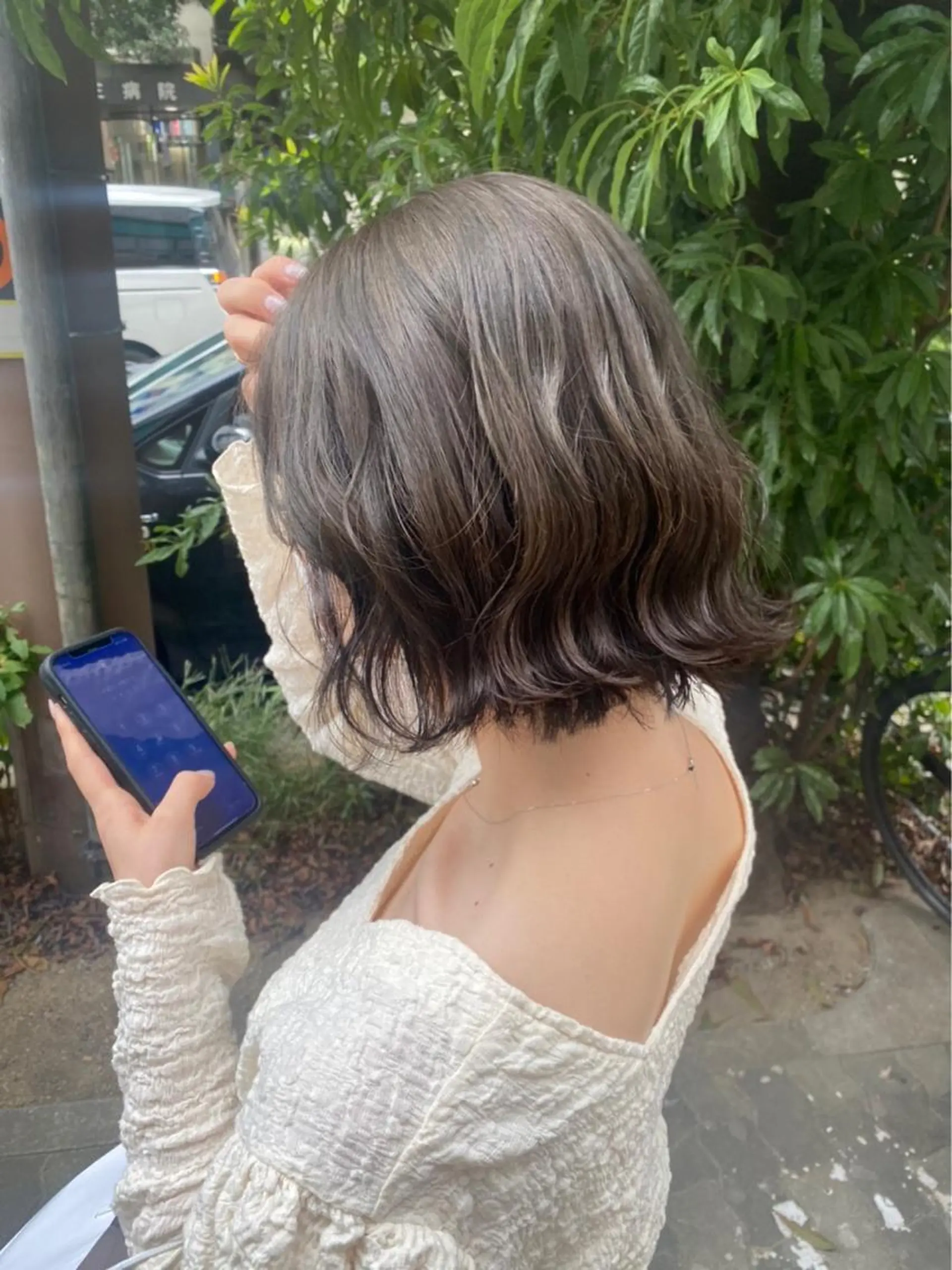 ミディアム カラー ベージュカラー オリーブベージュ ボブ 髪質改善 ツヤ髪カラー✴︎髙井のヘアスタイル