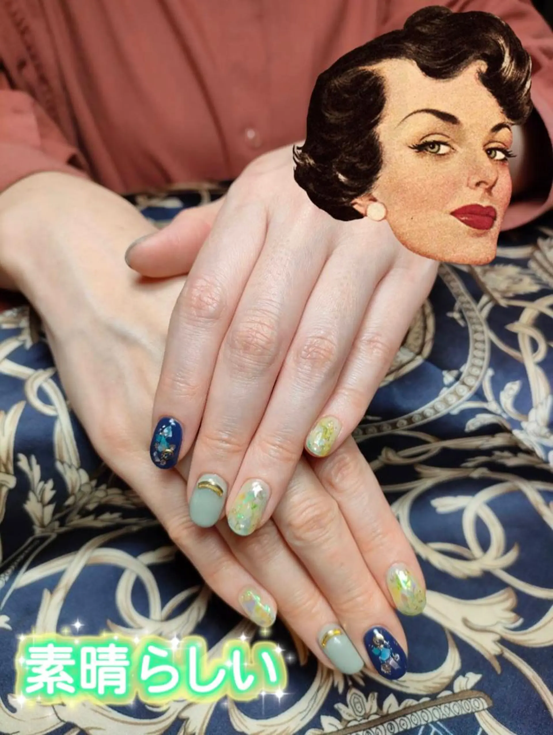 ネイル オーロラネイル ブルー ネイビー ニュアンスネイル 春ネイル Nail Salon R.N アールドットエヌ所属・R.N アールドットエヌのネイルデザイン