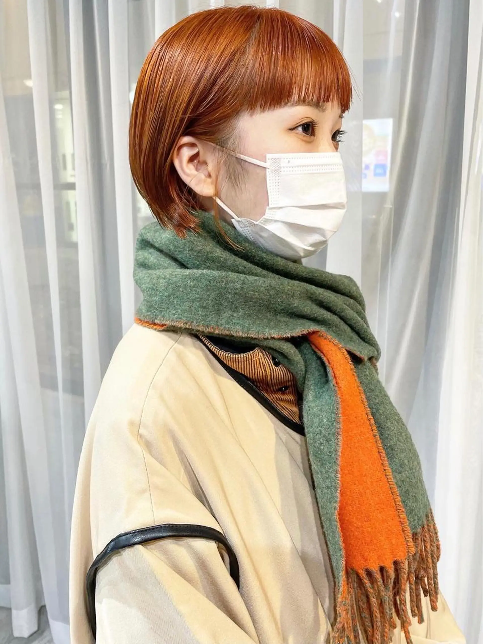ショート カラー パーマ ヘアアレンジ ブラウンカラー オレンジ オレンジブラウン カット ヘアカラー トリートメント 前田 陽南子のヘアスタイル