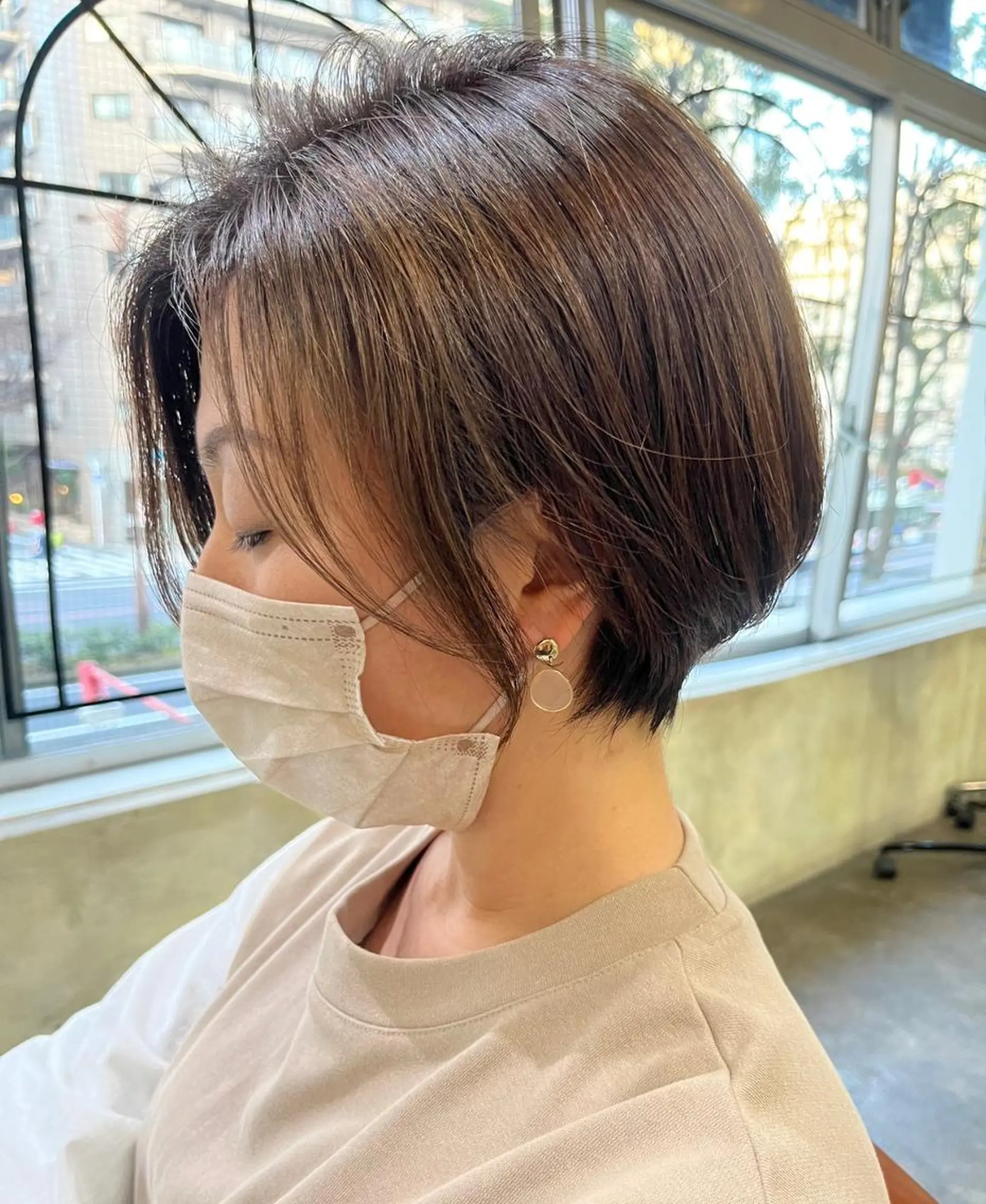 ショート カラー パーマ アディクシーカラー アッシュ バレイヤージュ ミストバング ブリーチ 【N°deseo】 吉祥寺のヘアスタイル