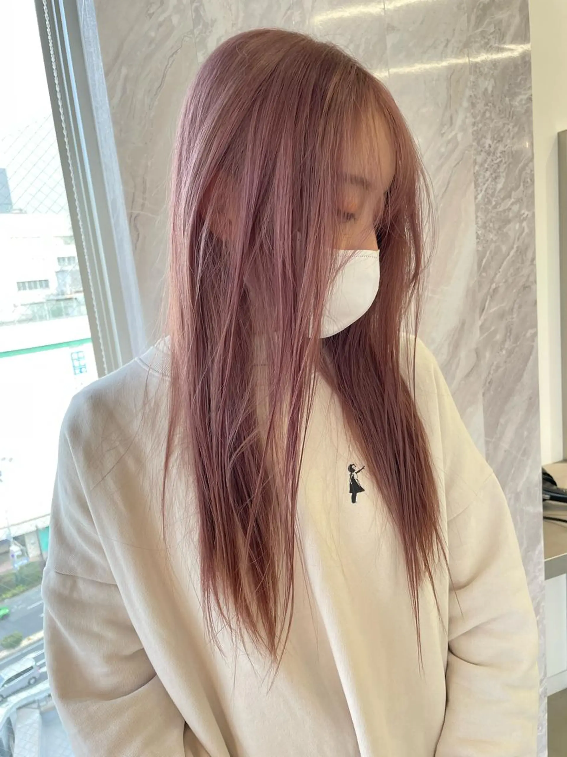 ロング カラー ヘアアレンジ ベージュカラー ピンクカラー ピンクベージュ カット ヘアカラー トリートメント 🎗秋山勇 /三宮指名No.1のヘアスタイル