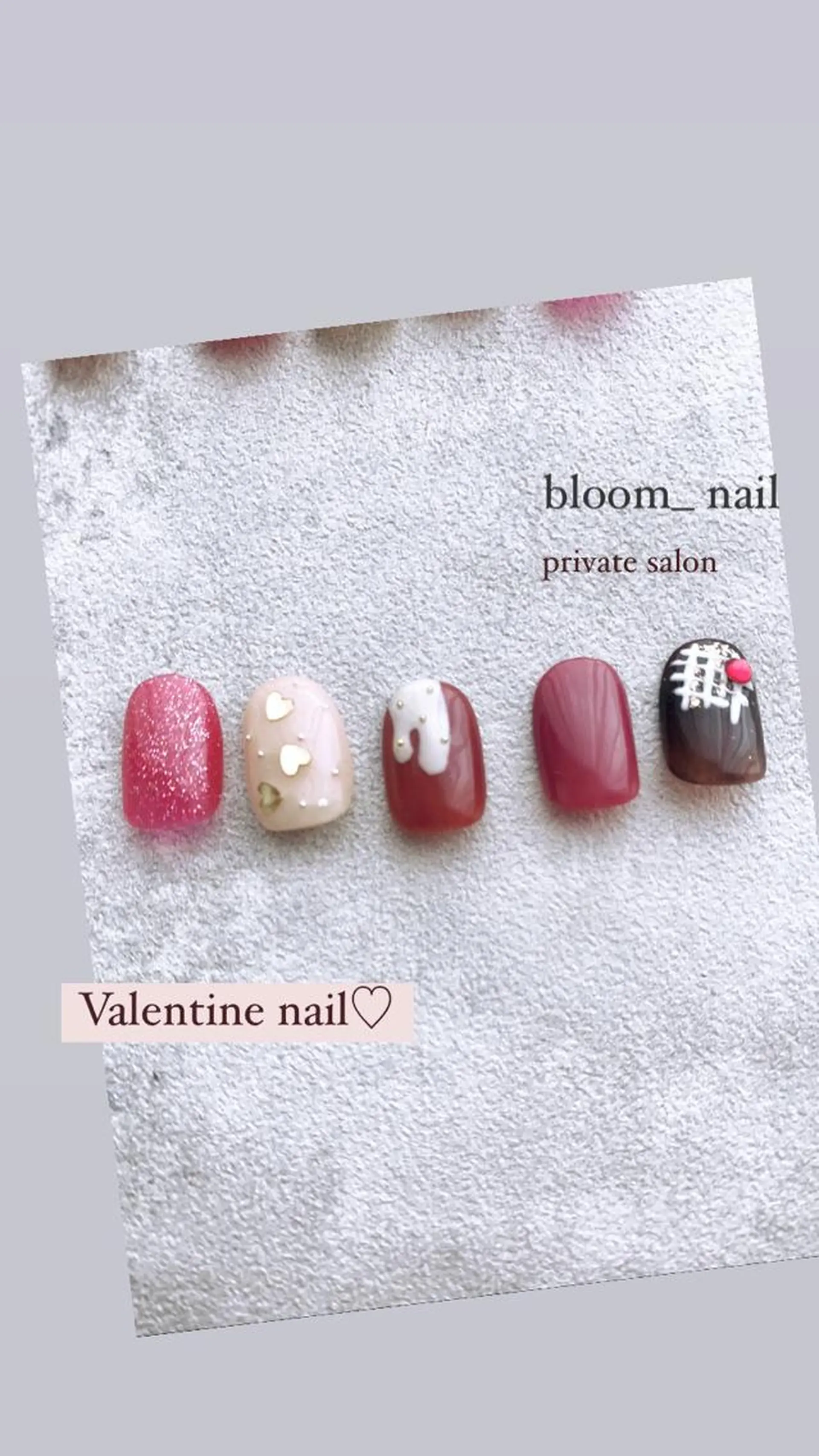 ネイル バレンタイン ハンドネイル ハンドケア bloom_ nailのネイルデザイン
