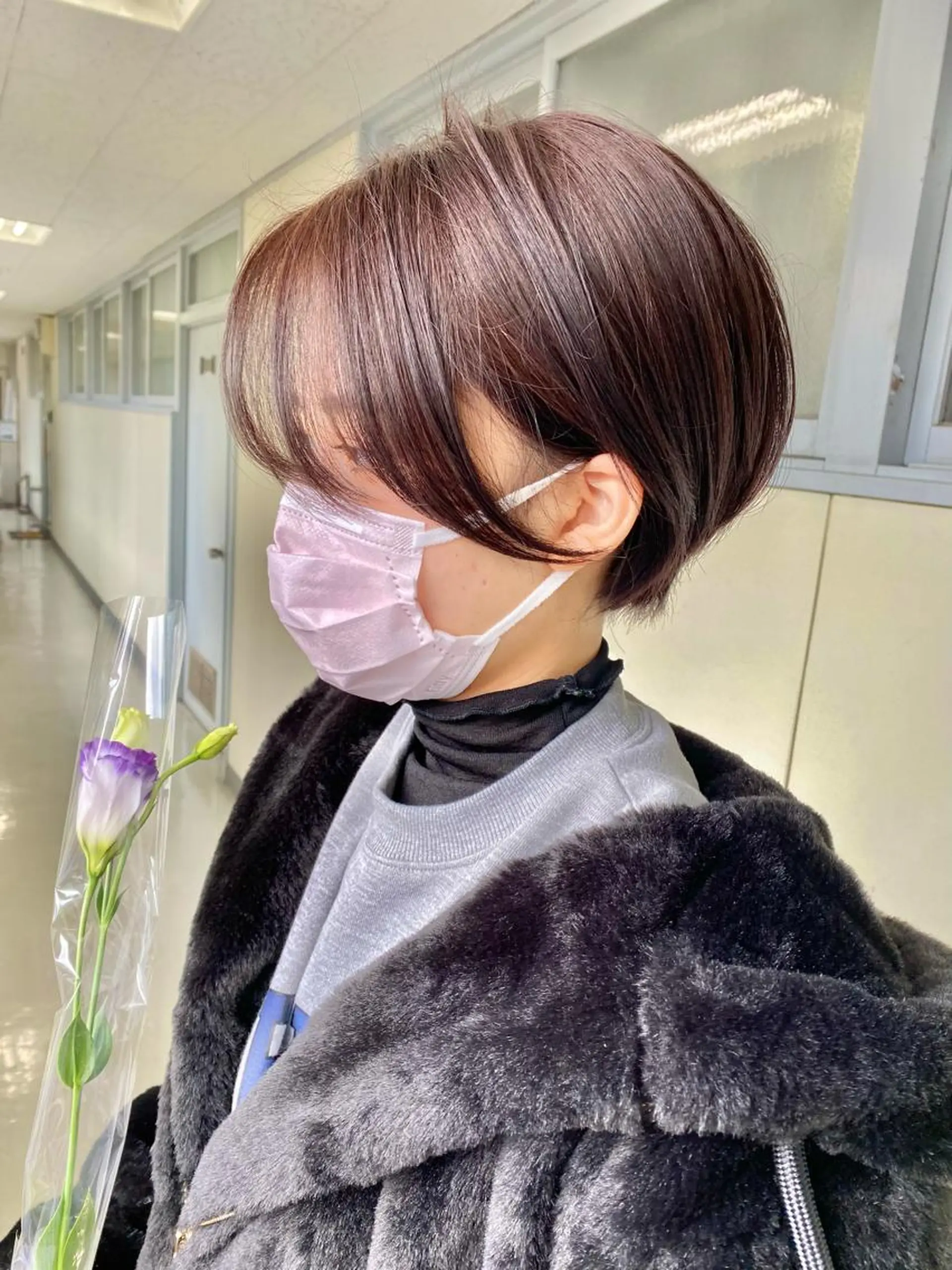 ショート カラー 黒髪 ブリーチ ケアブリーチ ダブルカラー ハイライトカラー lab.by ioe中崎店所属・中北篤志 ショートボブのヘアスタイル