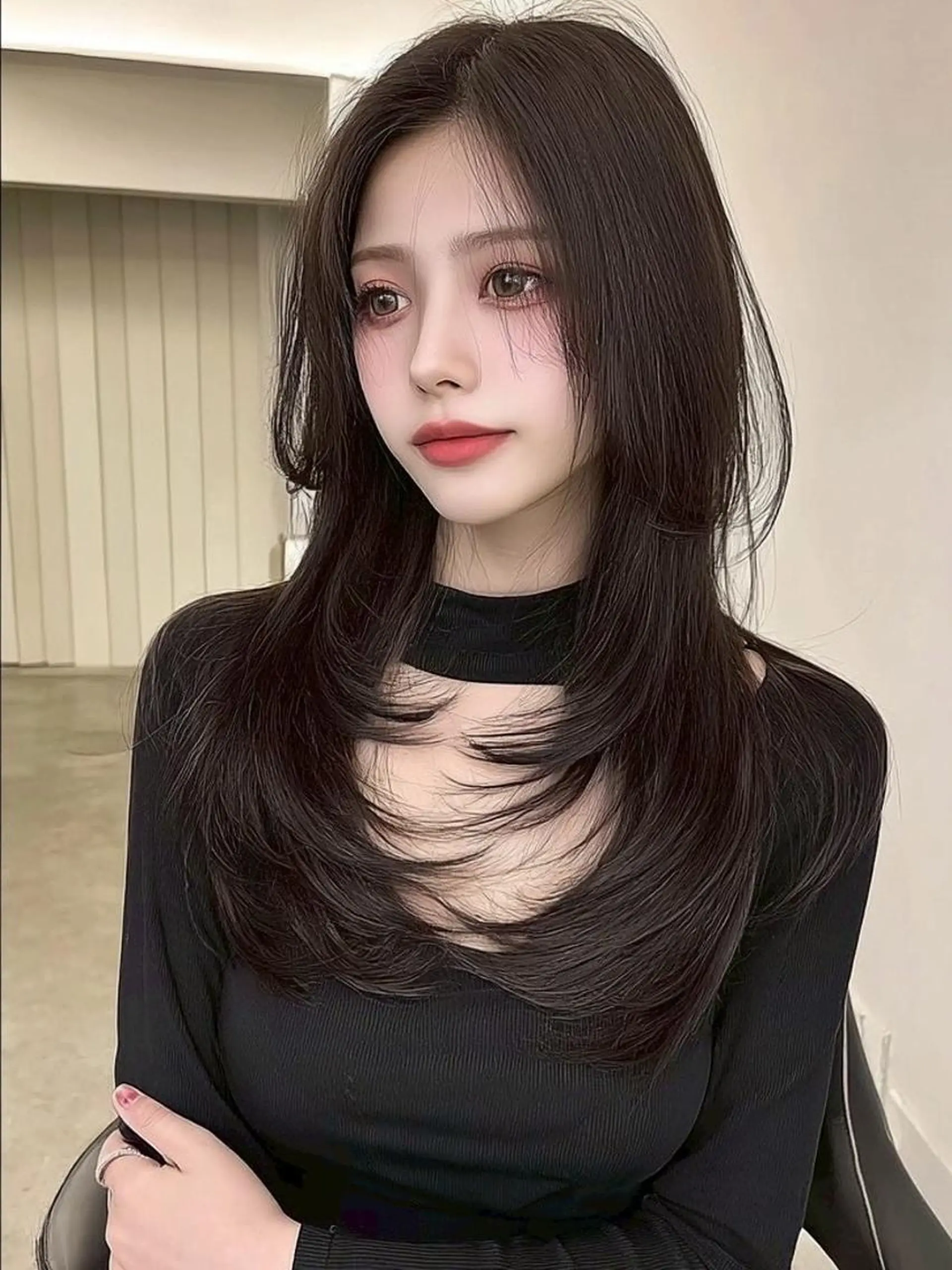 セミロング 韓国風ヘア レイヤーカット カット 🌷HANA🌷 天王寺/ハイトーンのヘアスタイル