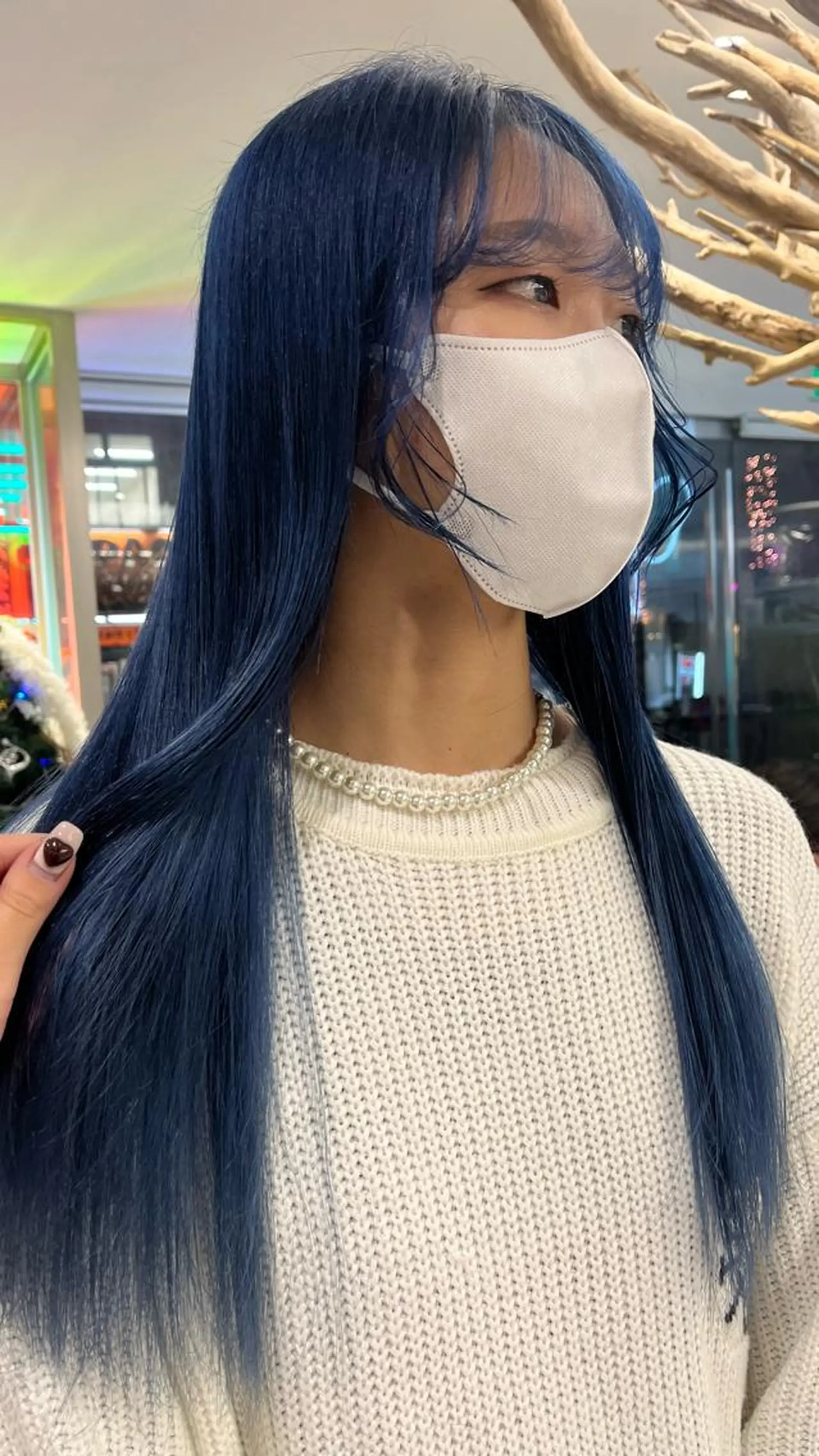 ロング カラー マツエク・マツパ ブルーカラー ヘアカラー mai🤍縮毛酸性ス トレート/アイリストのヘアスタイル