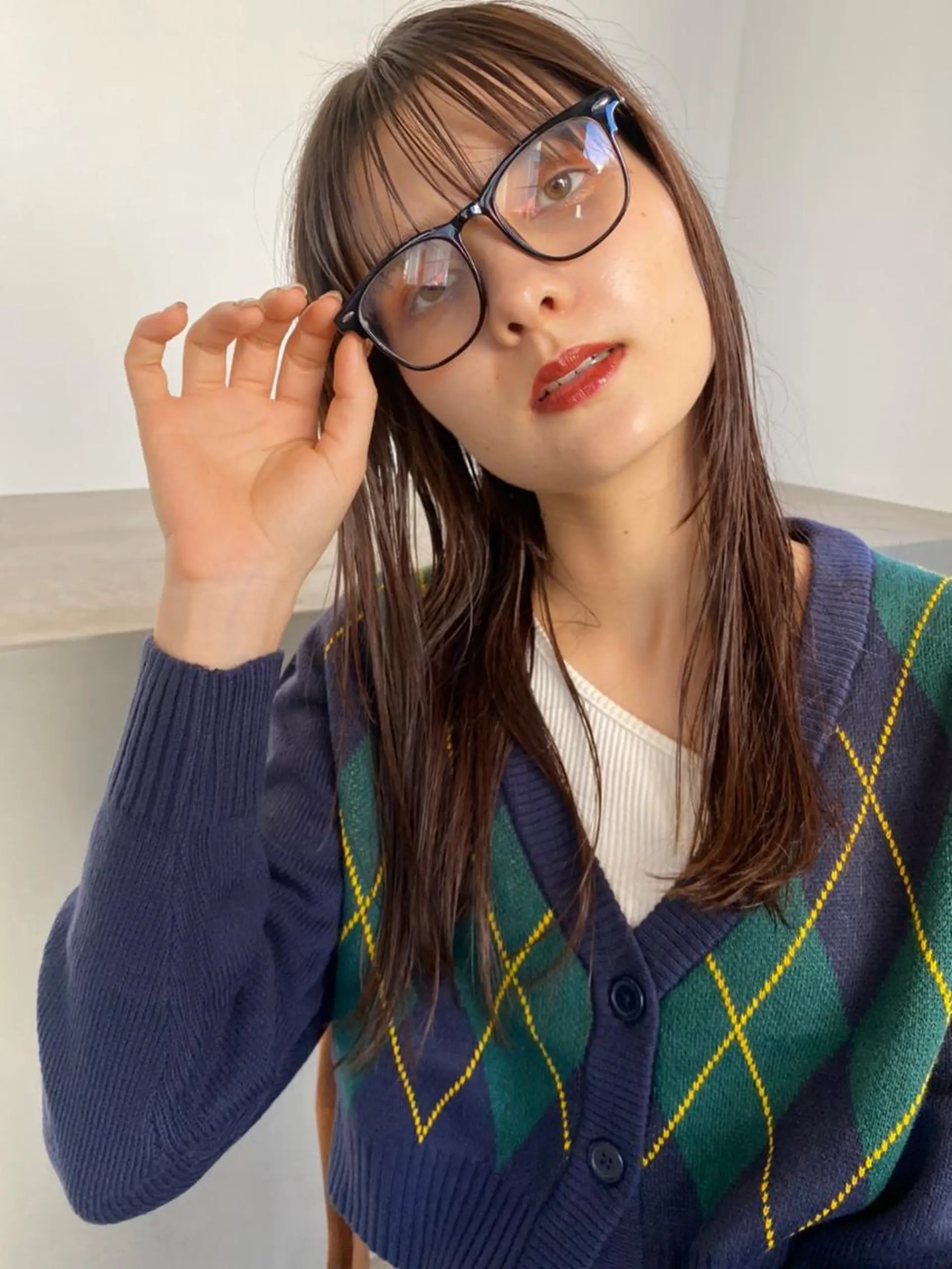 ミディアム カラー パーマ ミディアムパーマ アディクシーカラー ブリーチ ブロンド ブルーカラー カット ヘアカラー CEINE PATHのヘアスタイル