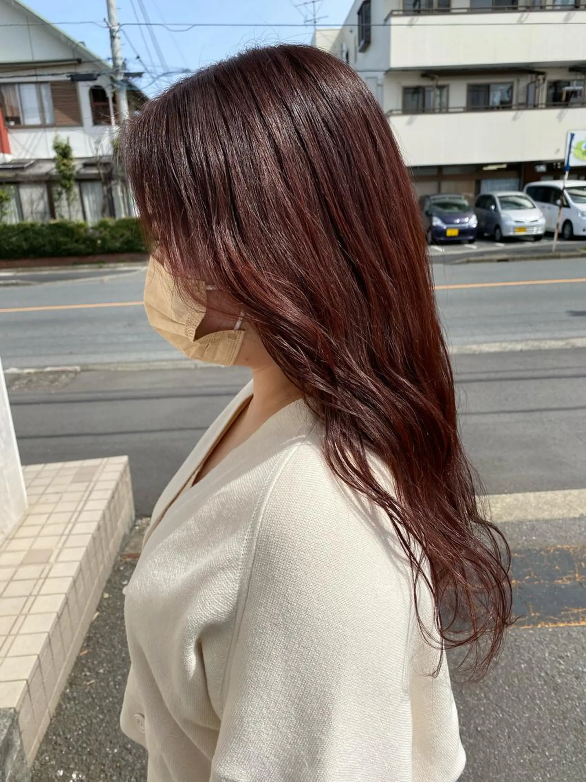 セミロング 顔まわりレイヤー 韓国風ヘア レイヤーカット 渡辺　亮/ ハイライト/髪質改善のヘアスタイル