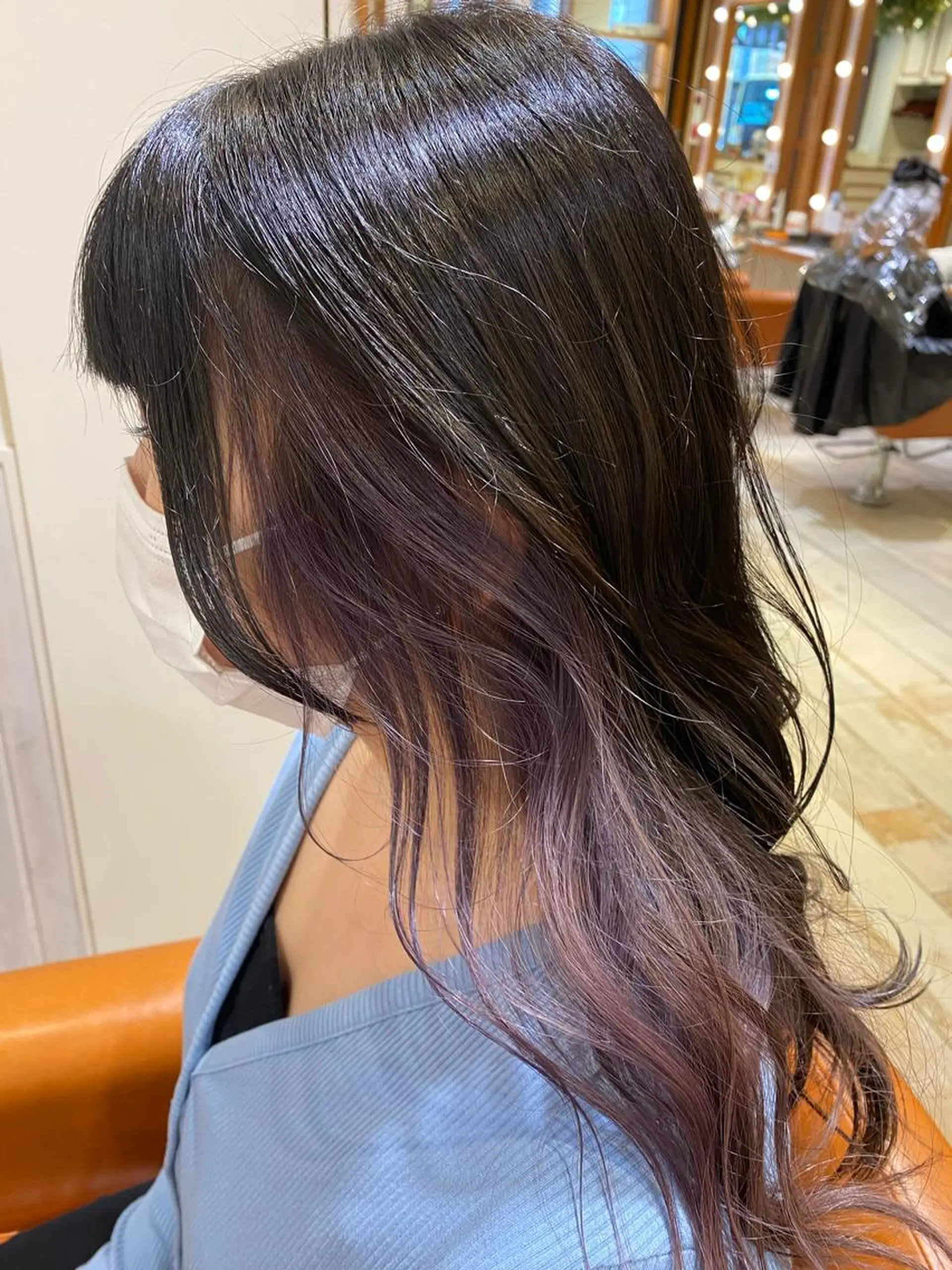 ロング カラー 黒髪 インナーカラー パープルカラー ヘアカラー 🌸小島友梨香🌸 ブリーチカラーのヘアスタイル