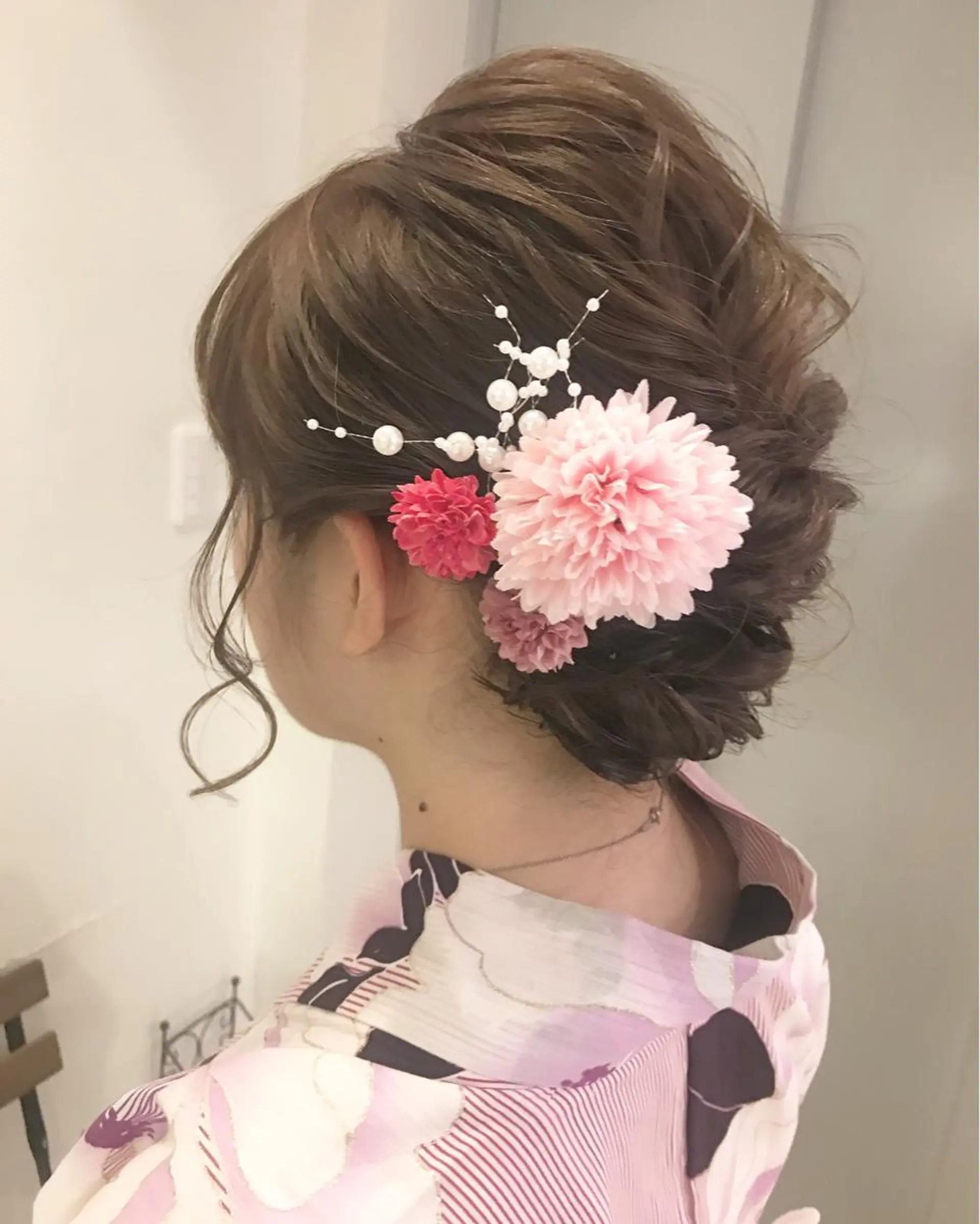 ミディアム ヘアアレンジ 浴衣 ALVAREZ BARBER SHOP所属・takebuchi harukaのヘアスタイル