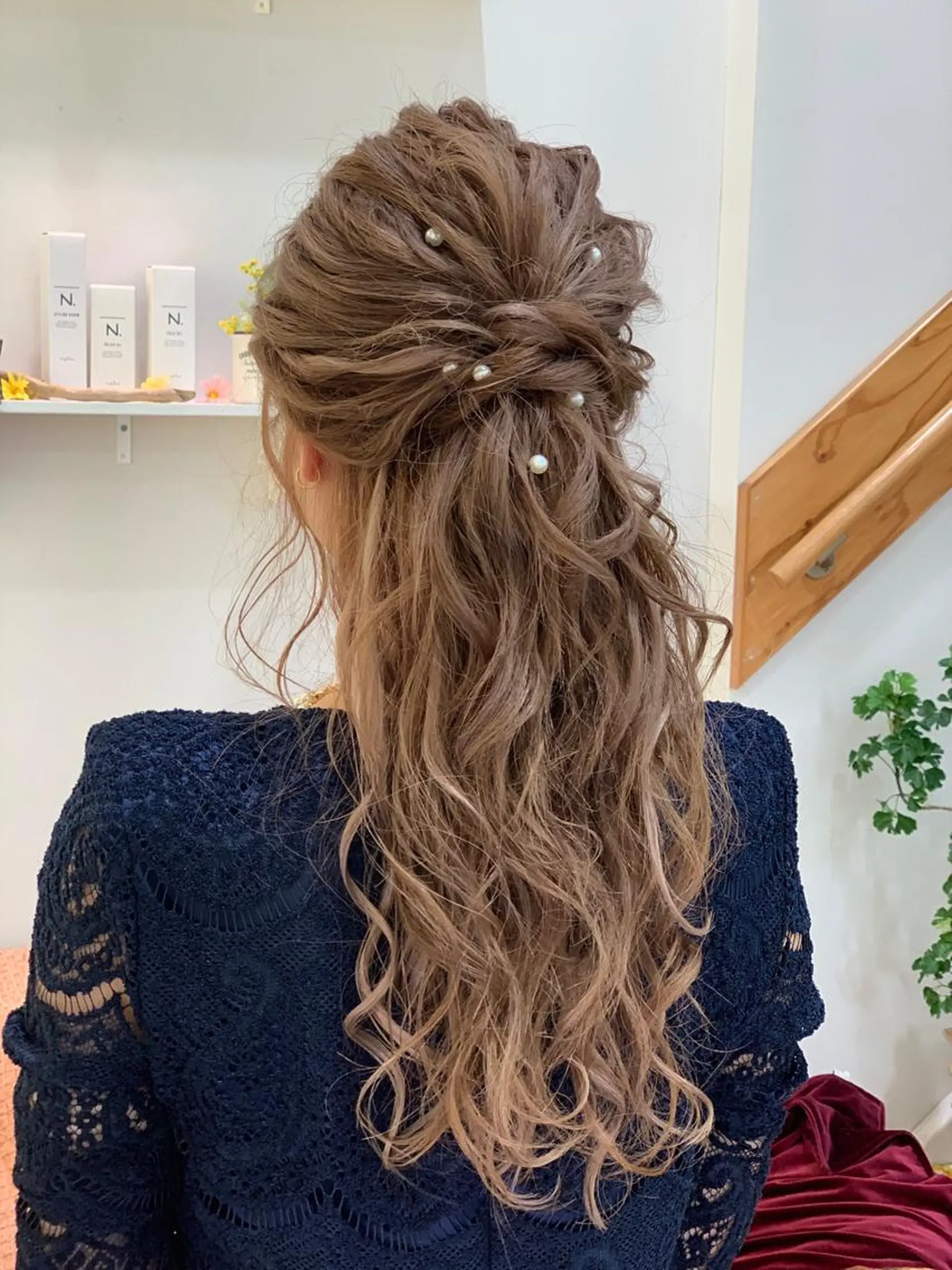 ロング ヘアアレンジ ハーフアップ ヘアセット ヘアアレンジ にいた　かづしげのヘアスタイル