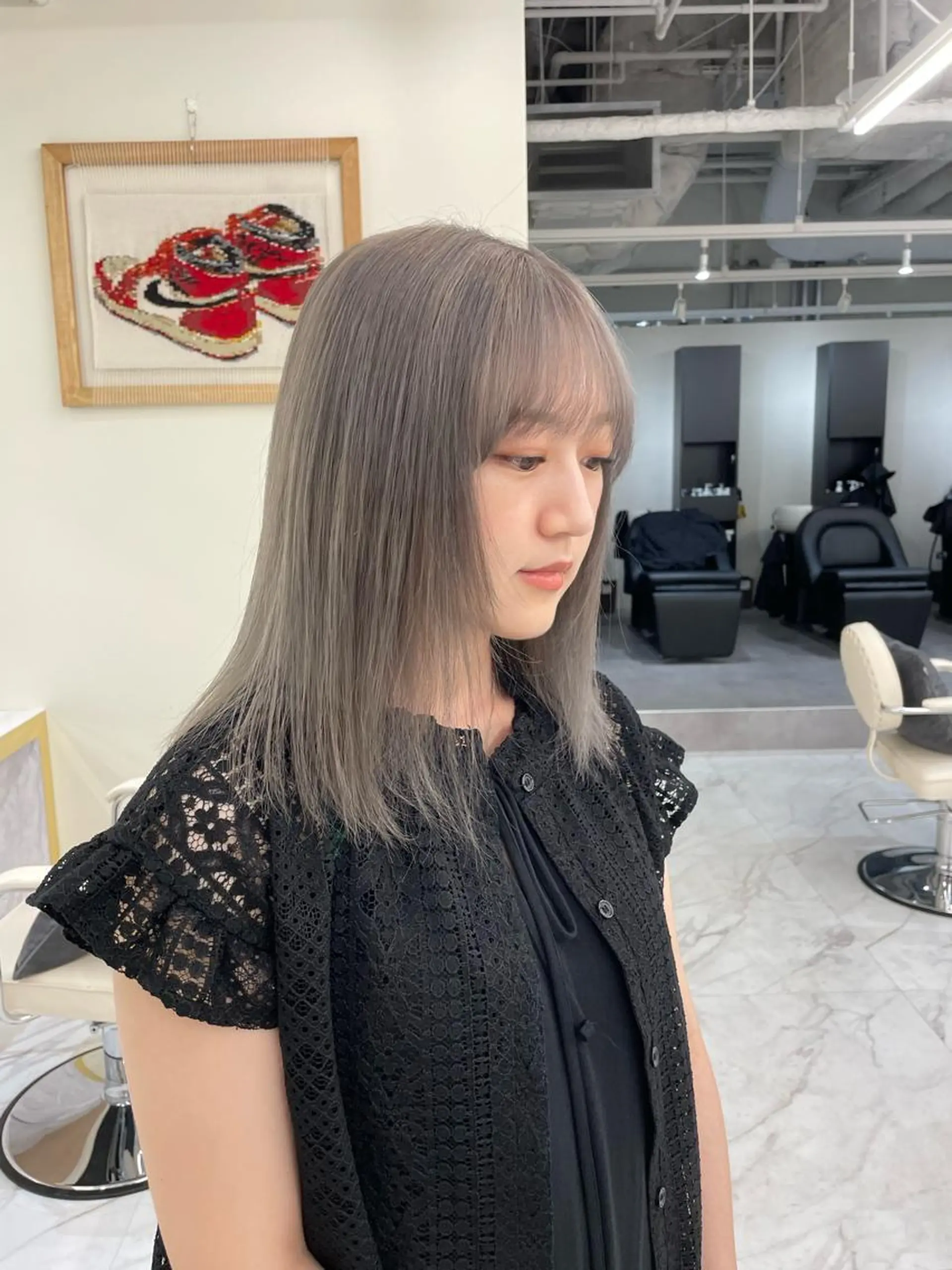 セミロング カラー ヘアアレンジ ヘアカラー トリートメント mao透明感カラー 似合わせヘアメイクのヘアスタイル
