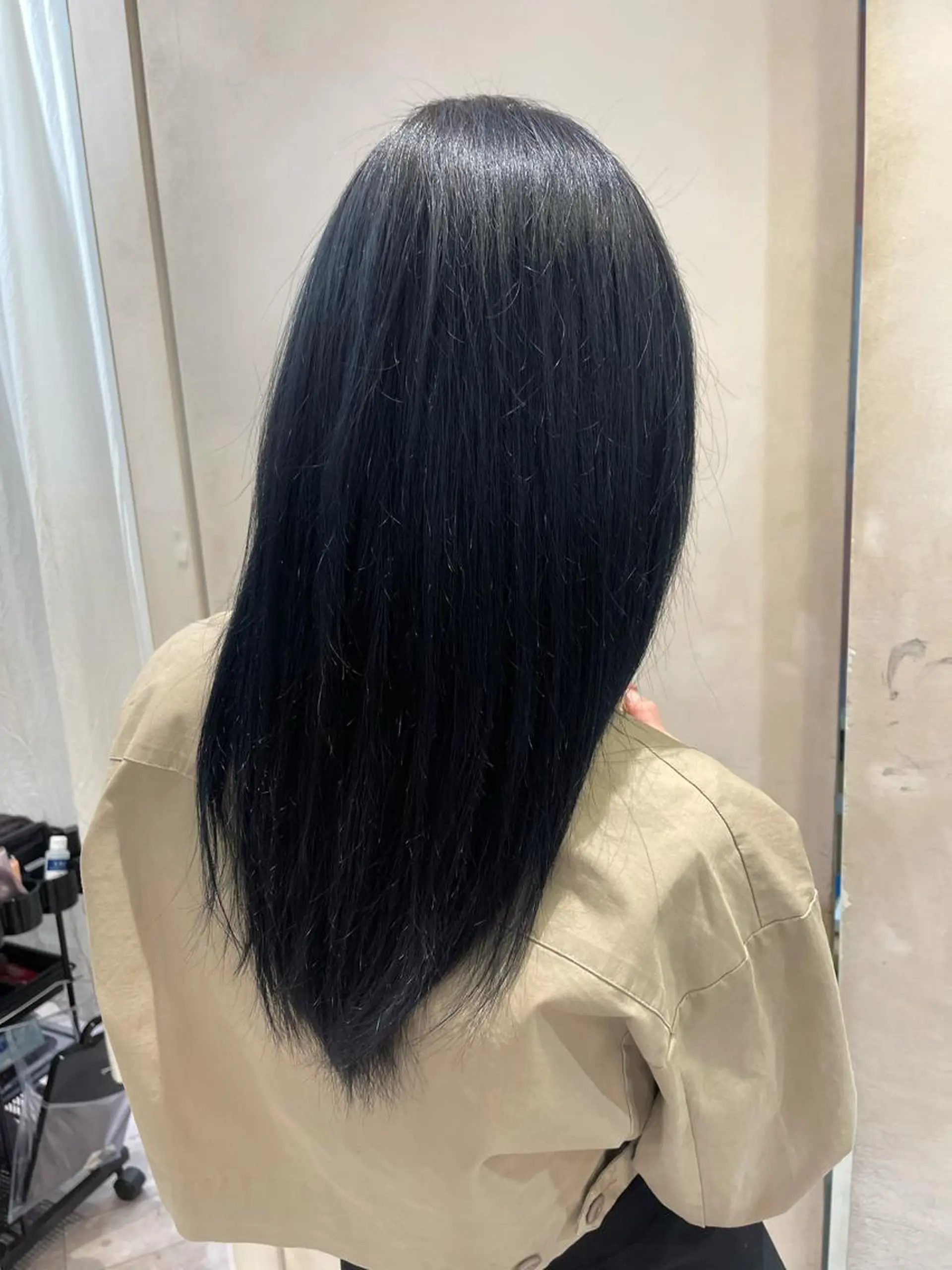 ロング カラー 黒髪 ブリーチ ブルーカラー ブルーブラック MAEUL所属・🍑韓国風レイヤー 🍑莉子のヘアスタイル