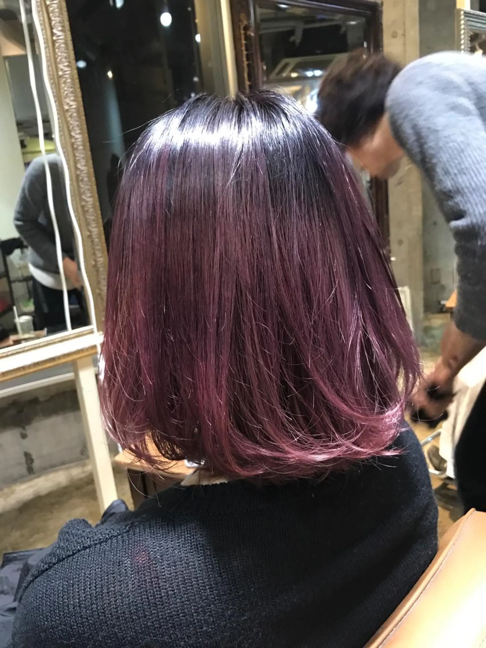 ミディアム カラー ダブルカラー パープルカラー 高比良 剛のヘアスタイル