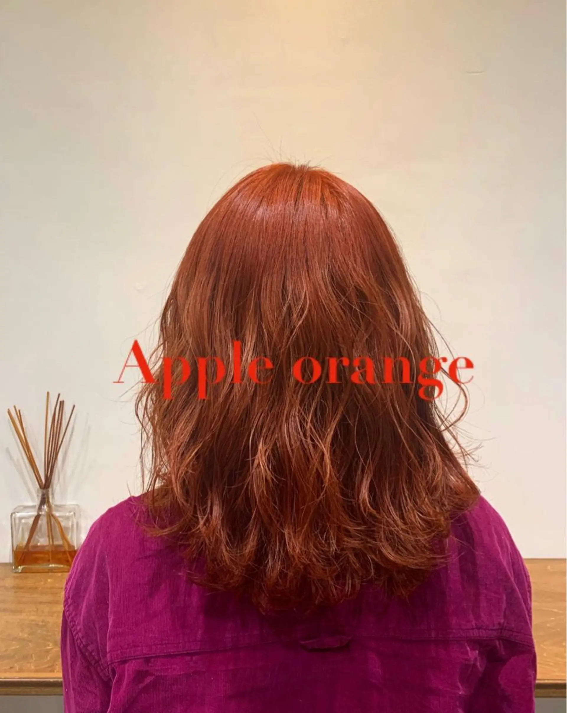 ミディアム カラー カシス オレンジ レッドカラー ハイトーン/レイヤー 💜Akaneのヘアスタイル
