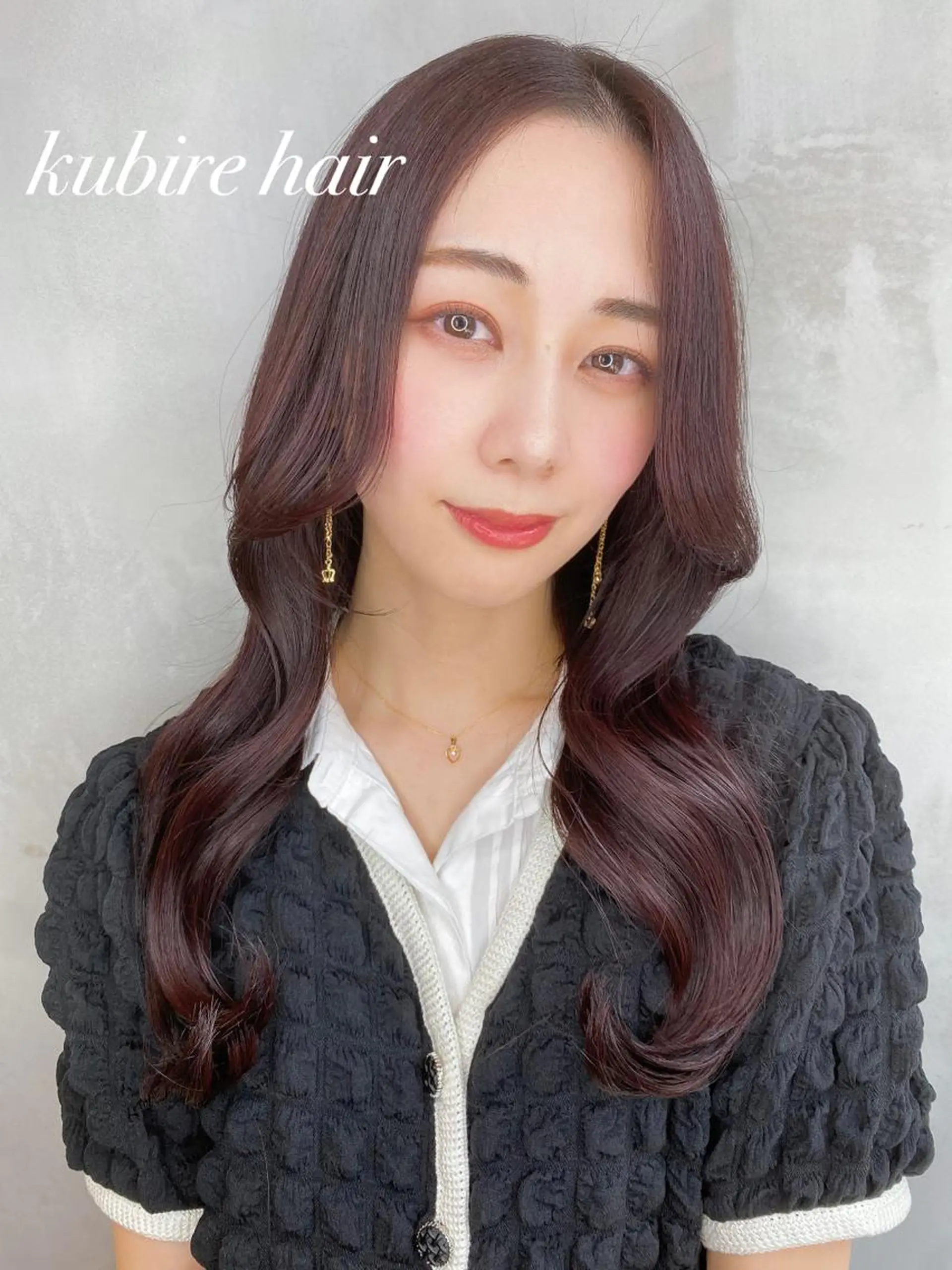 ロング カラー バイオレットカラー くびれヘア ヨシンモリ 韓国風ヘア レイヤーカット カット ヘアカラー トリートメント 韓国レイヤー/ミルク ティー🦋高橋　暖のヘアスタイル