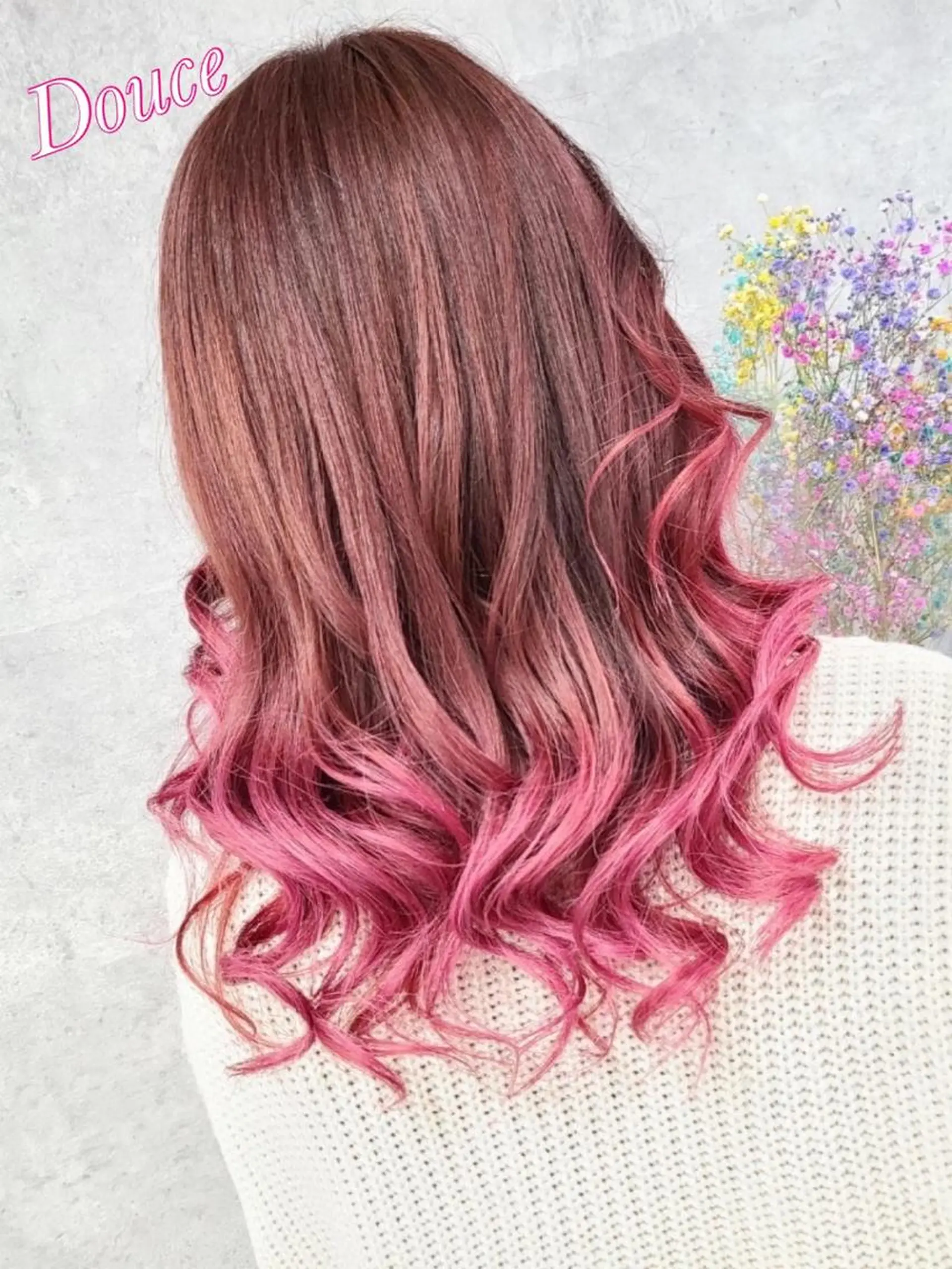 ロング 大阪レミーエクステ チビ編み込みのヘアスタイル