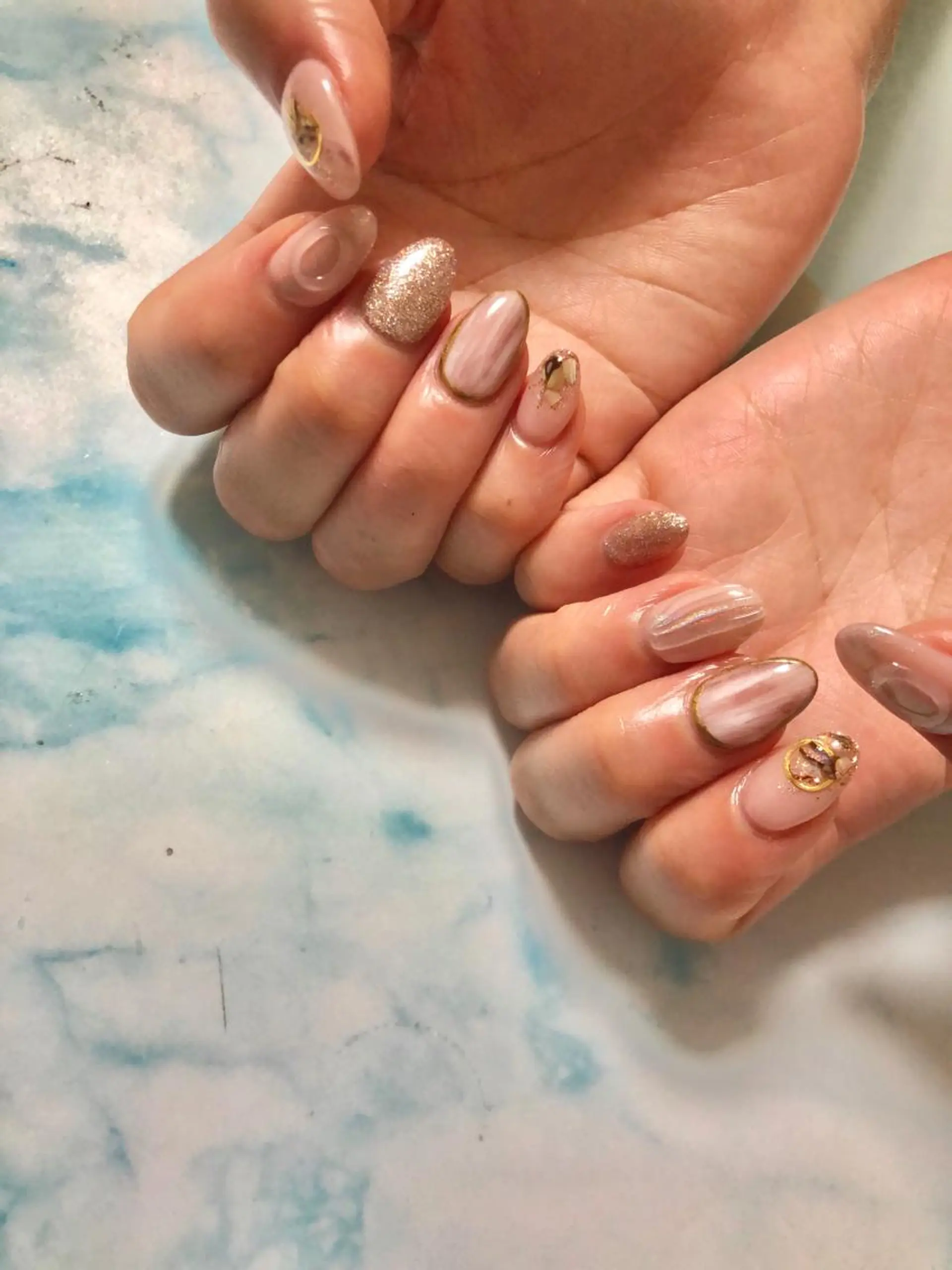 セミロング カラー キッズ ネイル マツエク・マツパ ハンドネイル ハンドケア 💎ビューティサロン 湘南　RIRAN💎のネイルデザイン