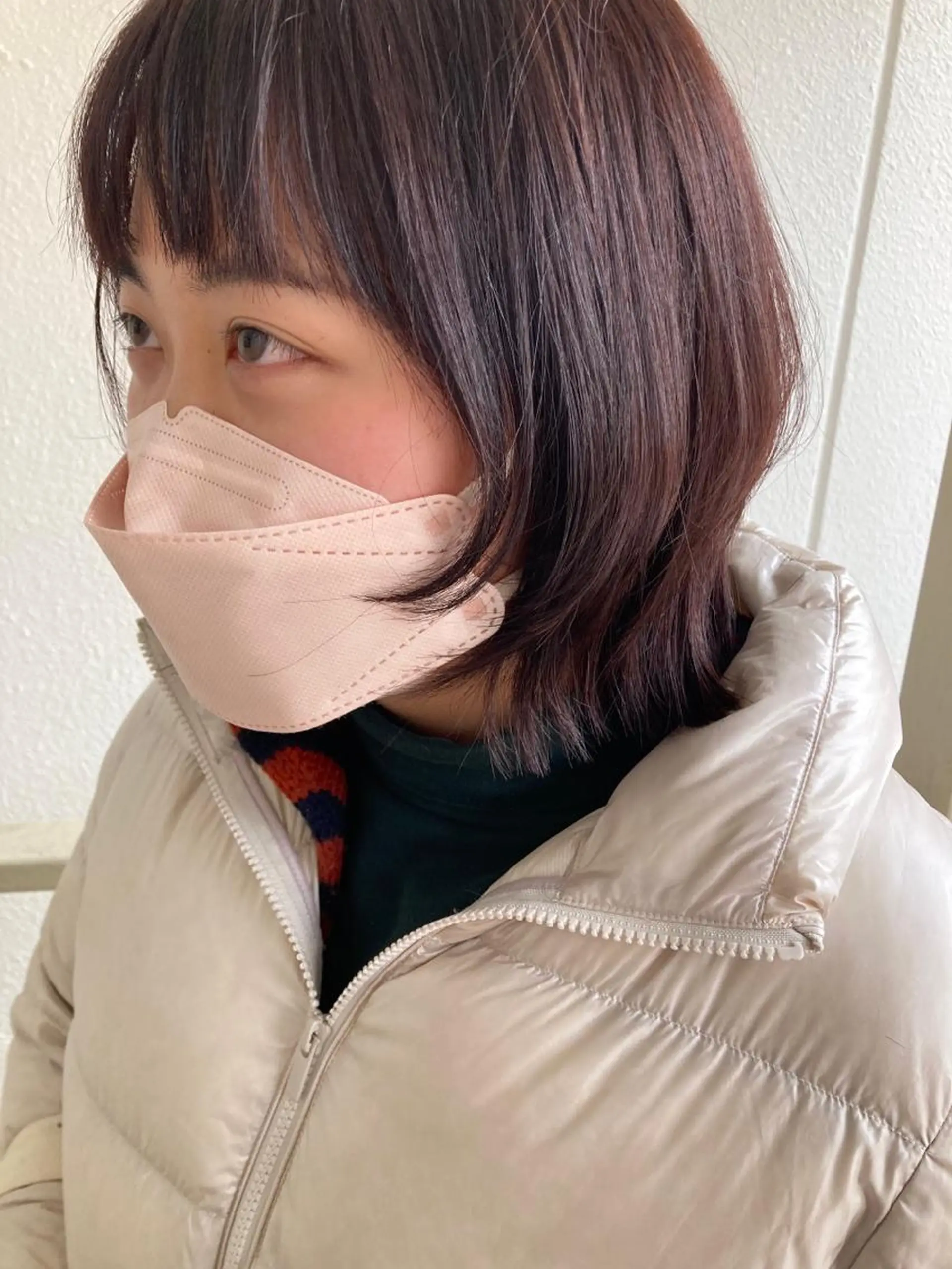 ミディアム ピンクブラウン ボブ レイヤーカット ウルフカット ウルフボブ roka ノゾミのヘアスタイル