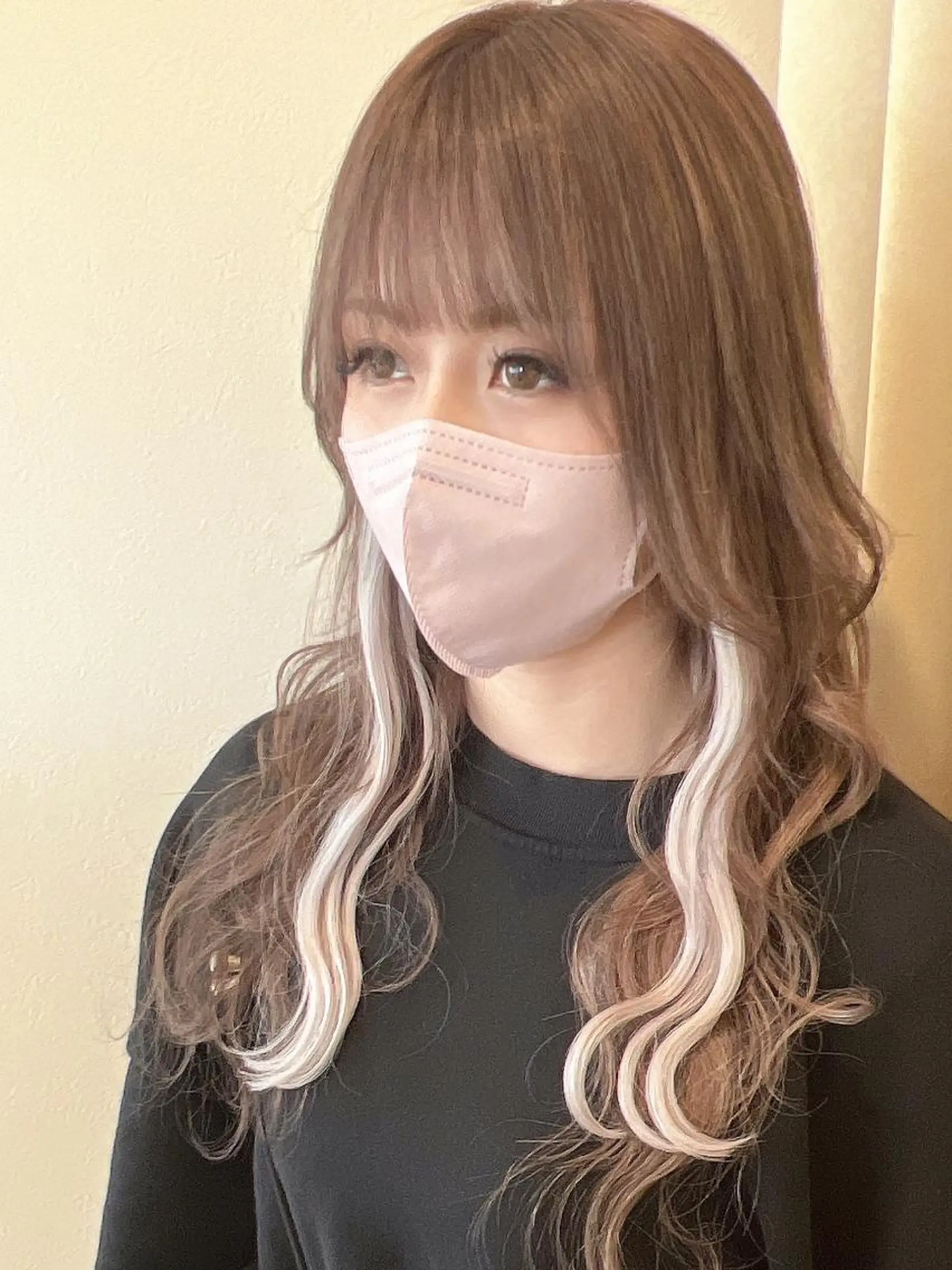 セミロング カラー ヘアアレンジ イヤリングカラー エクステ エクステ＆カラー 特化F-card上通のヘアスタイル